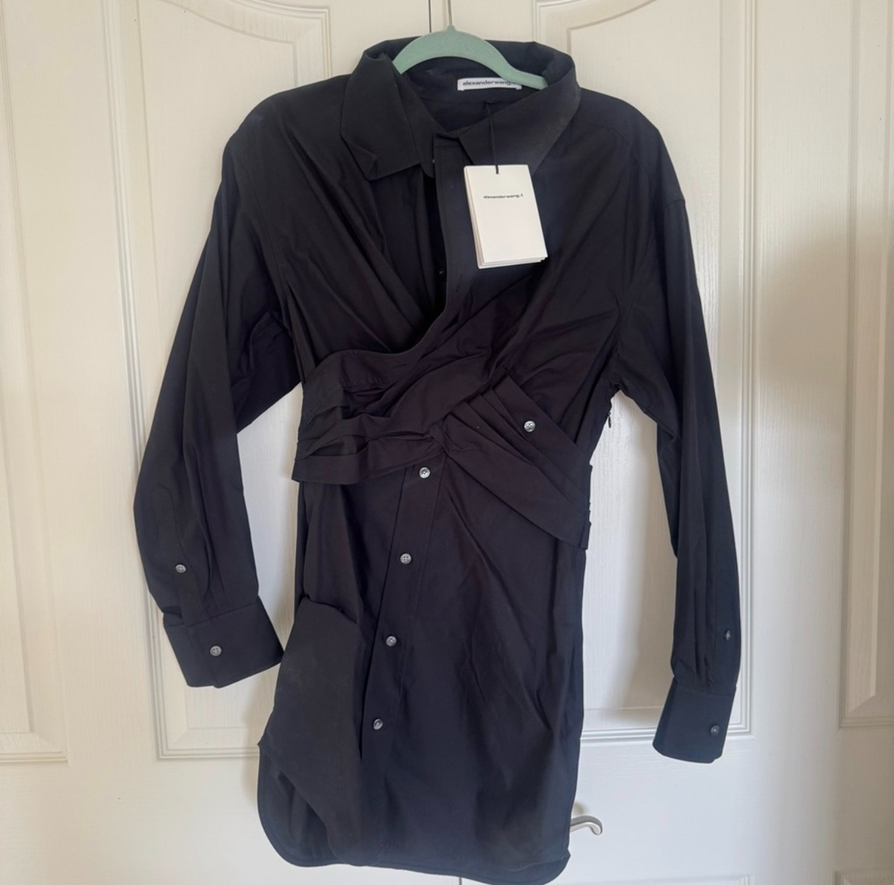 ALEXANDERWANG.T Black Cross Front Shirt Dress Size 6