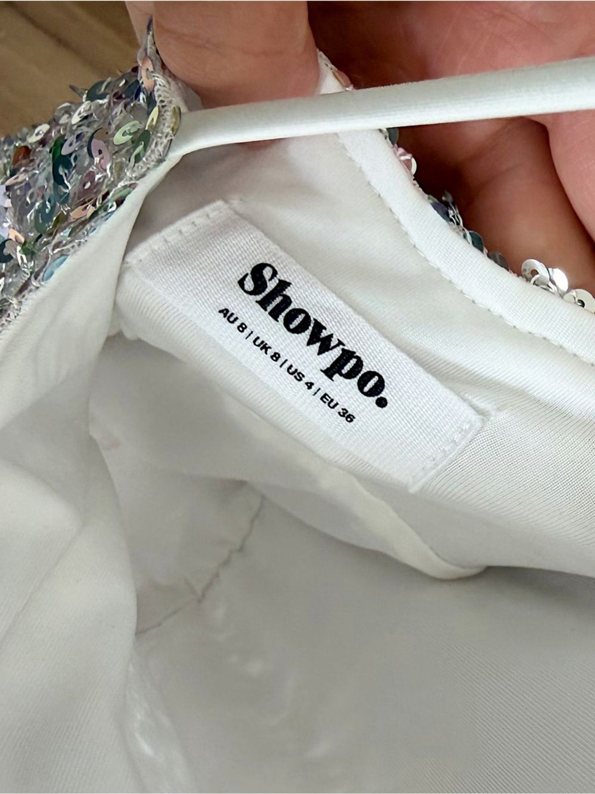 Showpo Halter Neck Cross Back Sequin Maxi Dress in Rainbow Silver