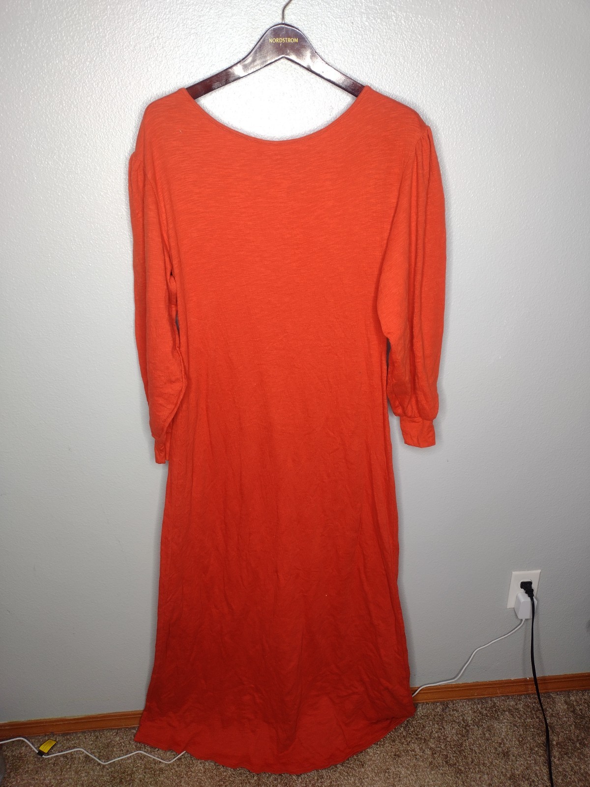 Richer Poorer Smocked Maxi Dress XL Orange Prairie Bohemian Boho Textured A19