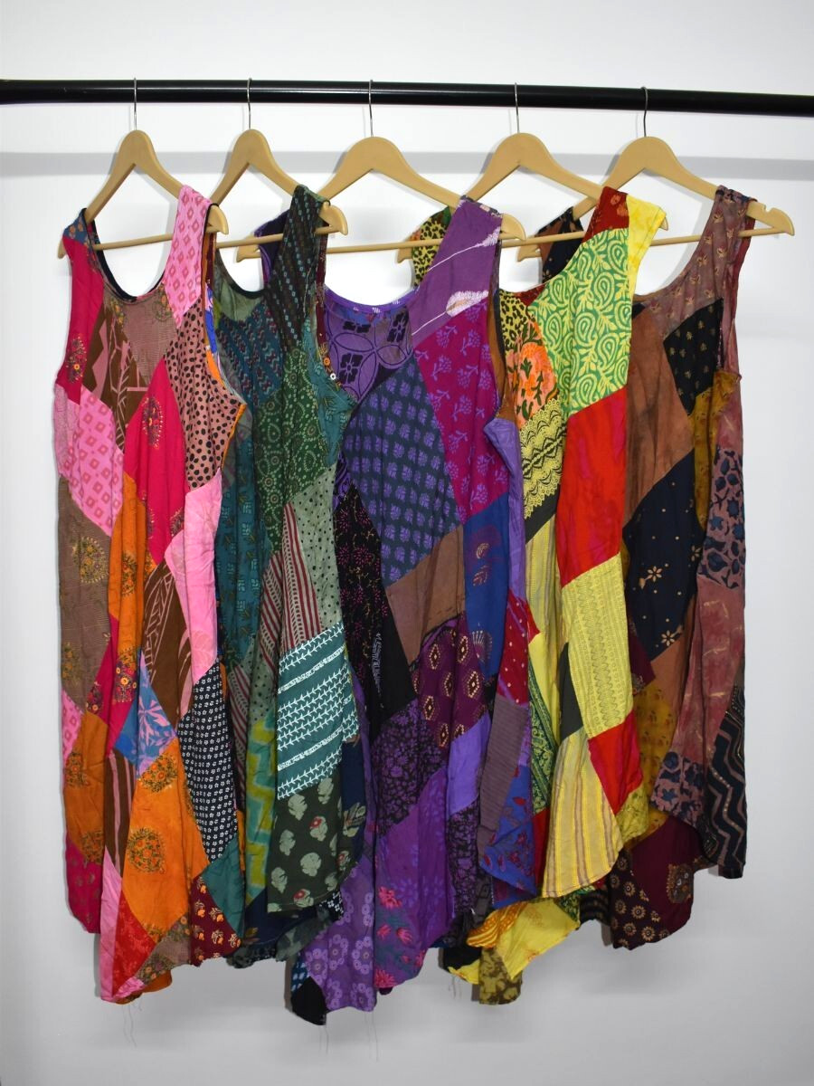 Women Casual Printed Multi Patchwork Short Umbrella Dress Wholesale Mix lot 03pc