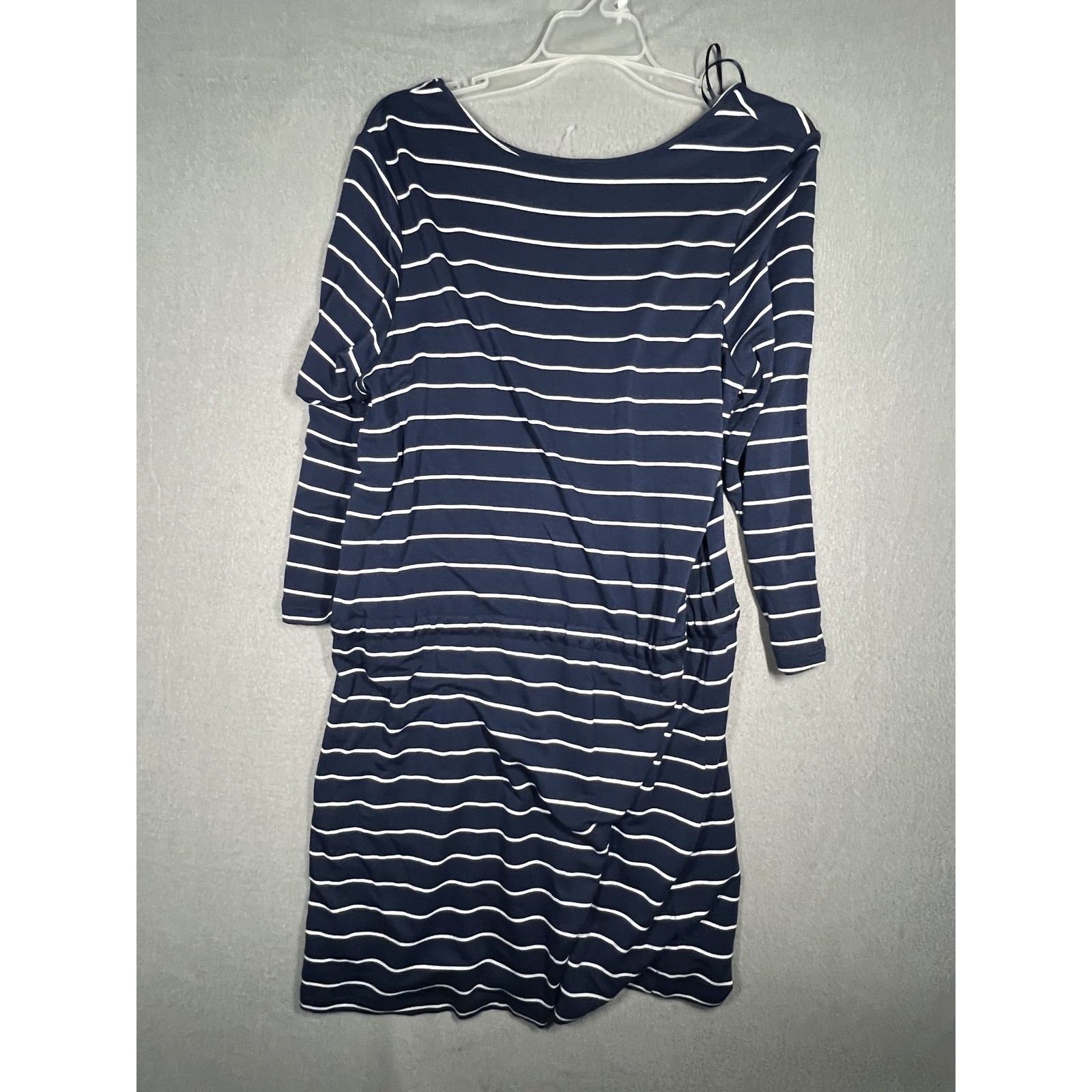 Paraphrase Women’s M Navy White Striped 3/4 Sleeve Scoop Neck Knit Dress