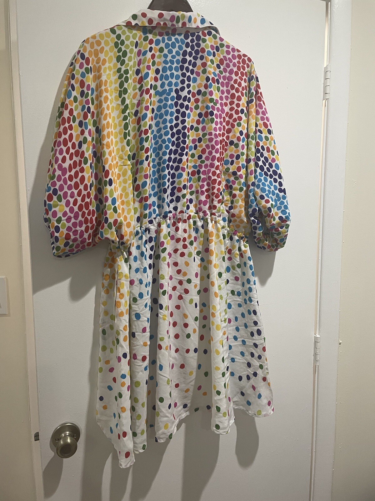 Women’s All Things Mochi Multicolored Polka Dot High/ Low Shirt Dress, Size M