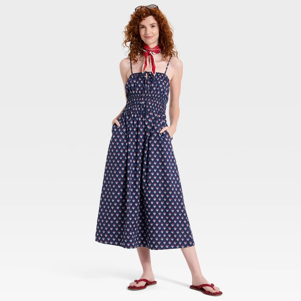 Women Maxi Pullover Sundress – Universal Thread Navy Blue Floral L