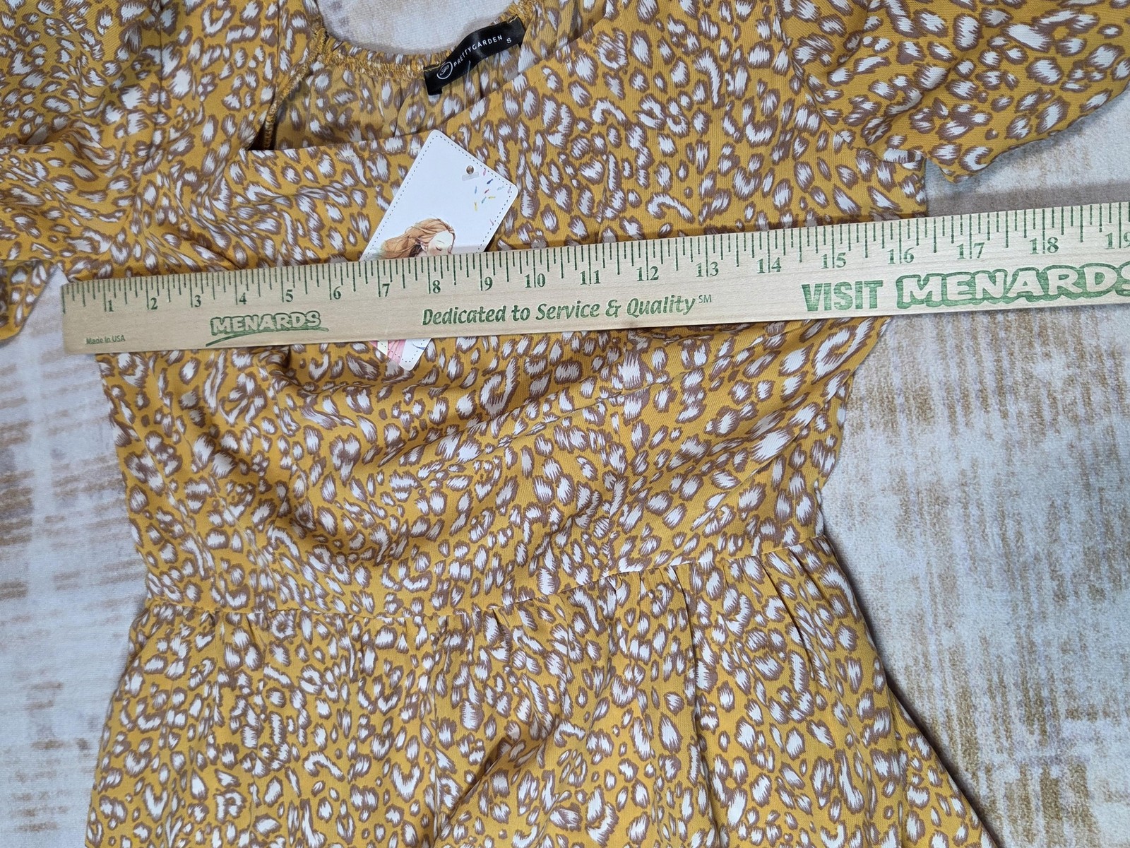 PRETTYGARDEN Dress Womens Small Yellow Leopard Smocked Puff Sleeve Maxi Boho NWT