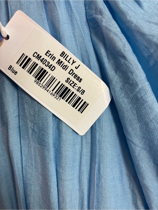 NEW Billy J Erin Tiered Plunge V Neck Midi Dress in Sky Blue Size 8 NWT $110