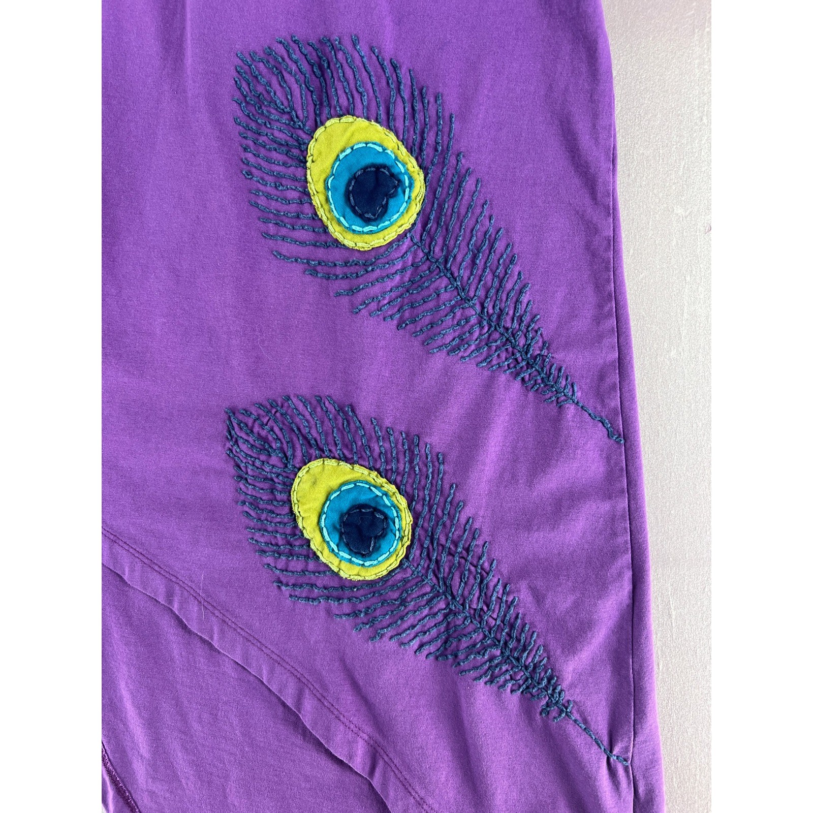Handmade Org Cotton High Low Asymmetrical Fairycore Peacock Festival Dress XS