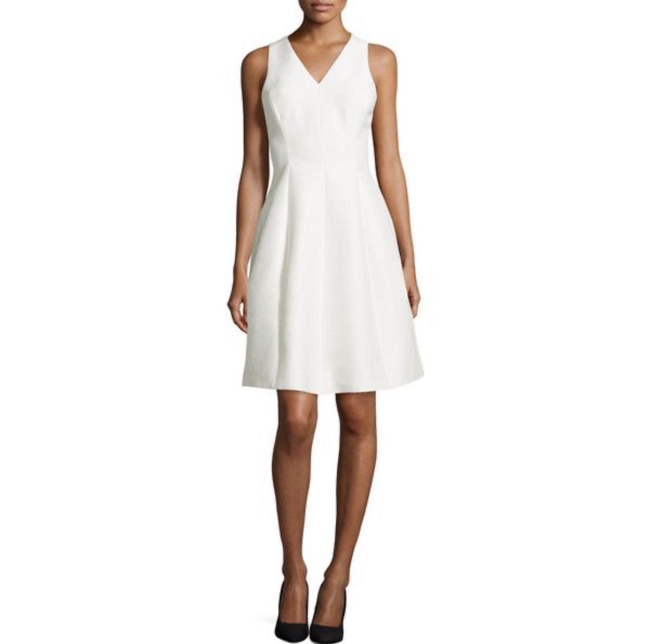 Halston Heritage Ivory Sleeveless A-Line Silk Blend Dress Women’s 0 Cocktail