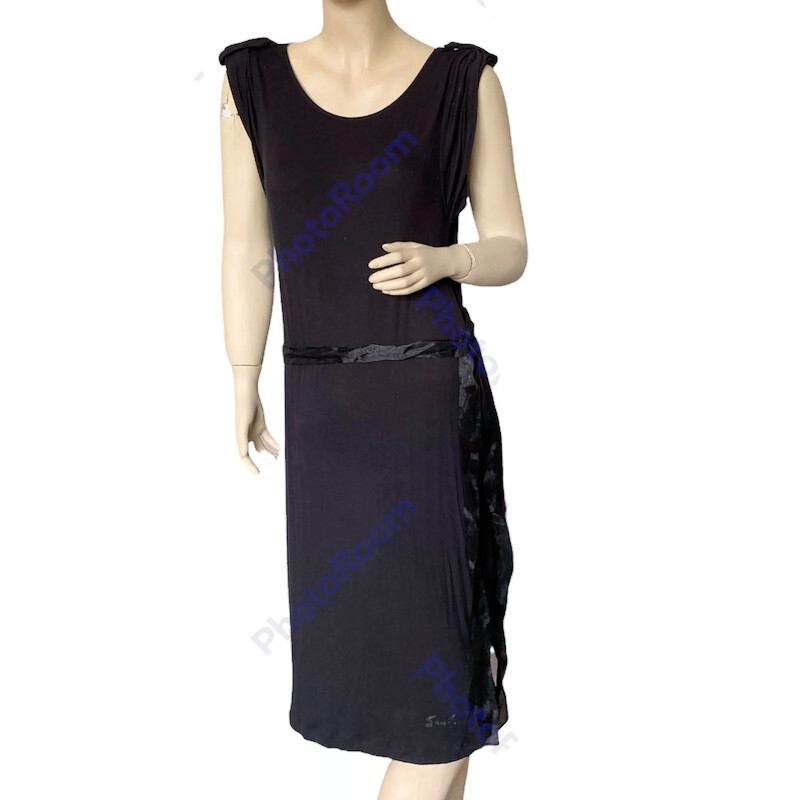 Seven7 Black Women’s Open Back cowl Sleeveless Midi Stretch Dress Size Small