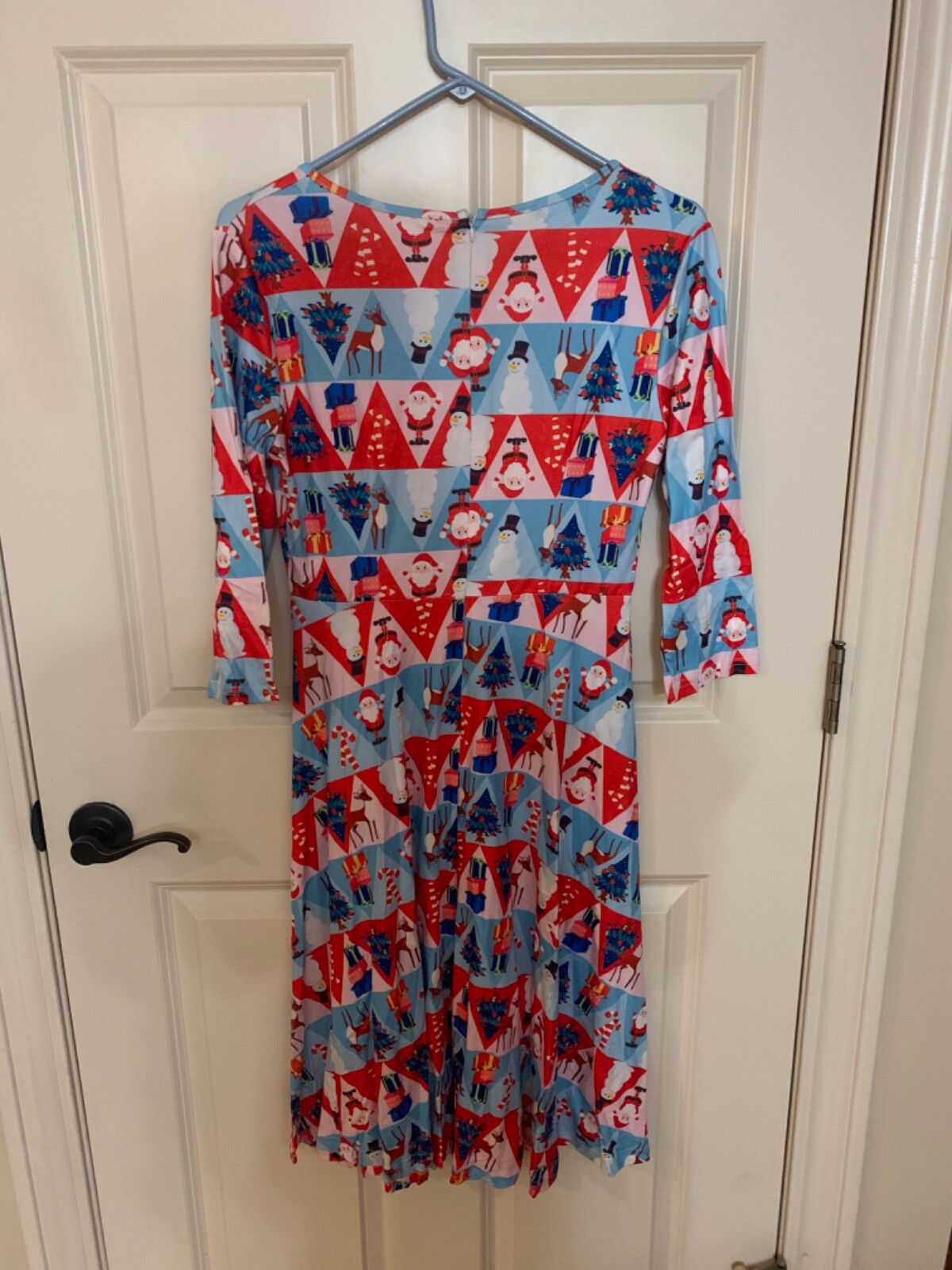 Glory Star Womens size small stretchy festive multicolor Christmas Zip dress NWT