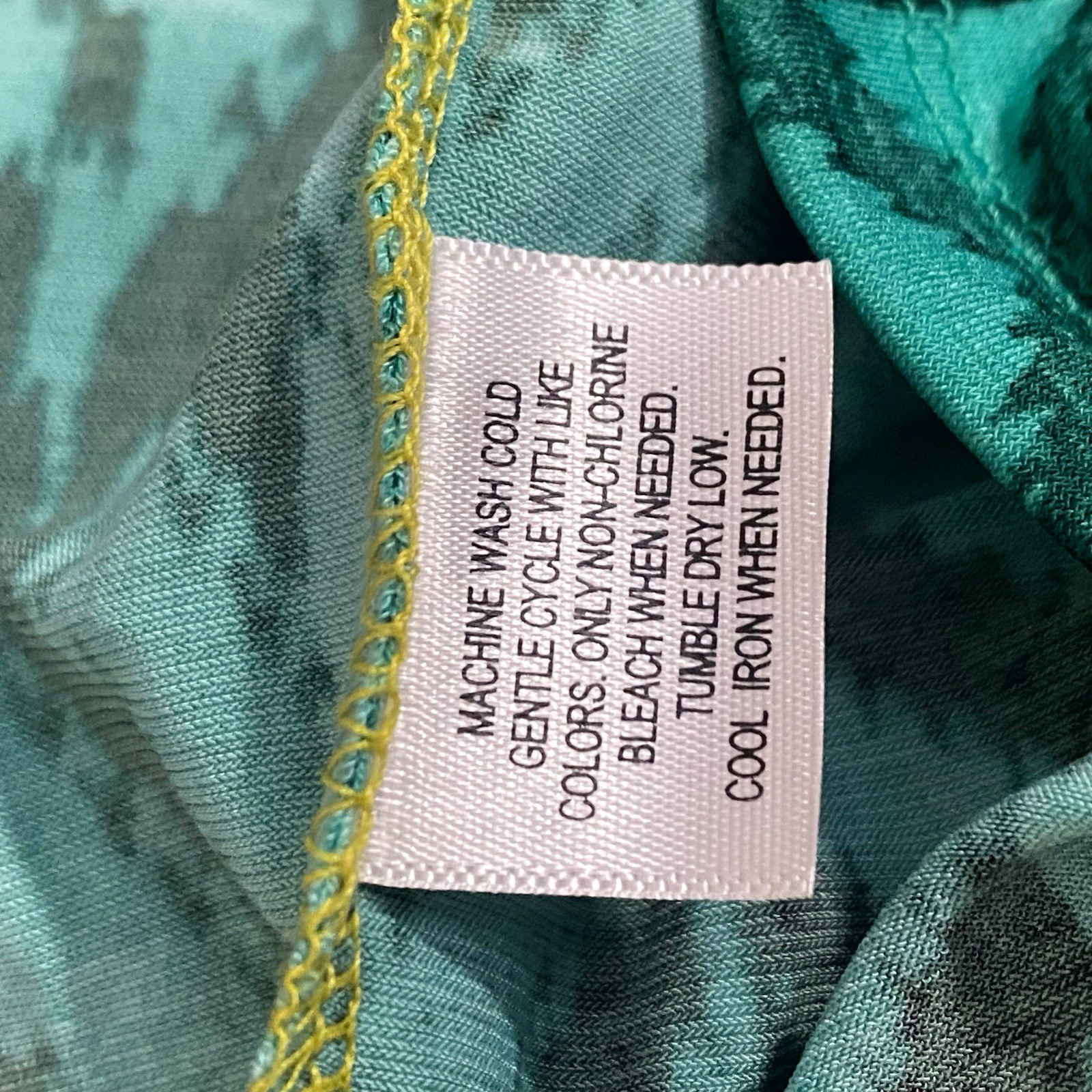 Style & Co. Green Ombre Geometric Print Opaque Body, Sheer Sleeves Dress L
