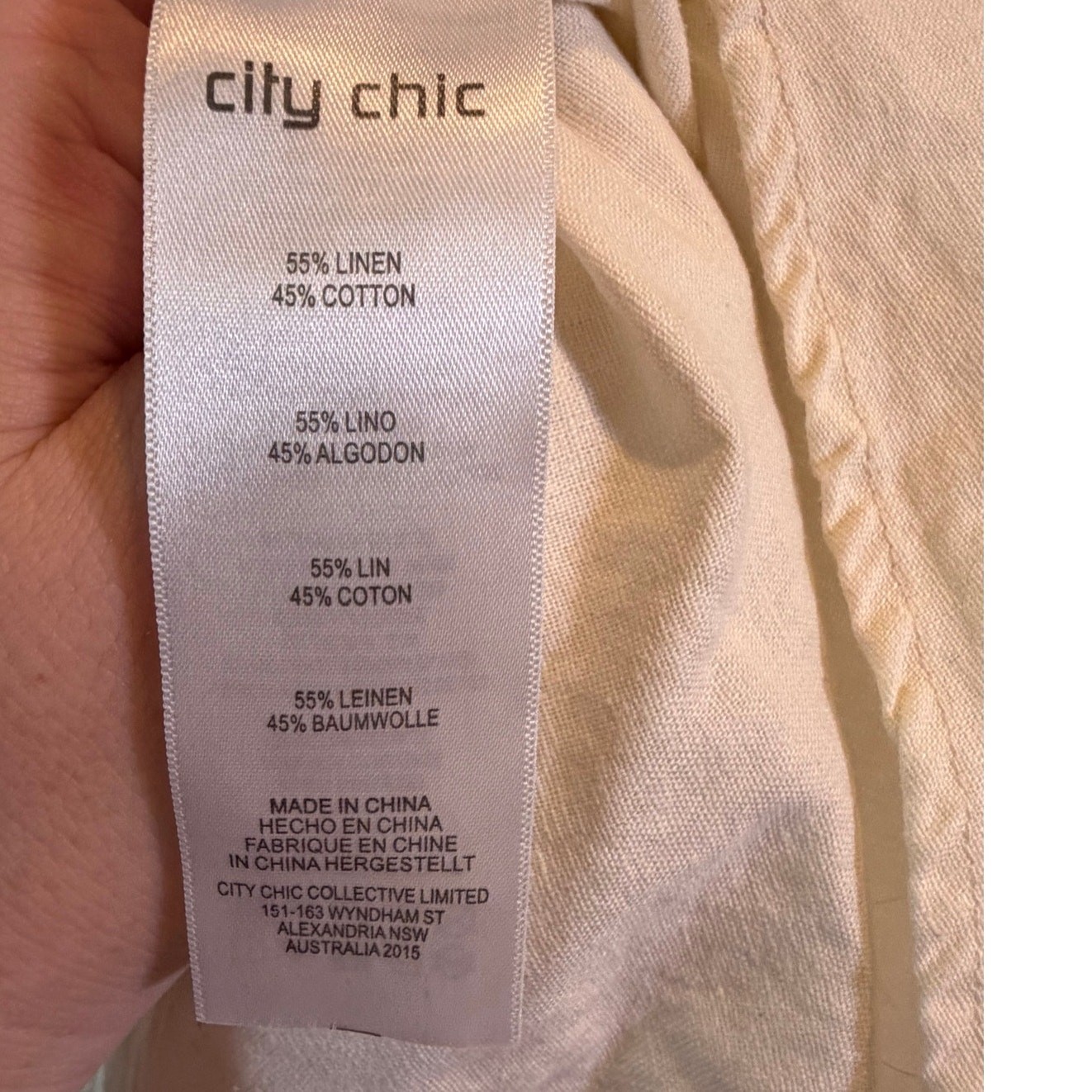 City Chic Linen Cotton Button Front Midi Dress Ivory Plus Size 20
