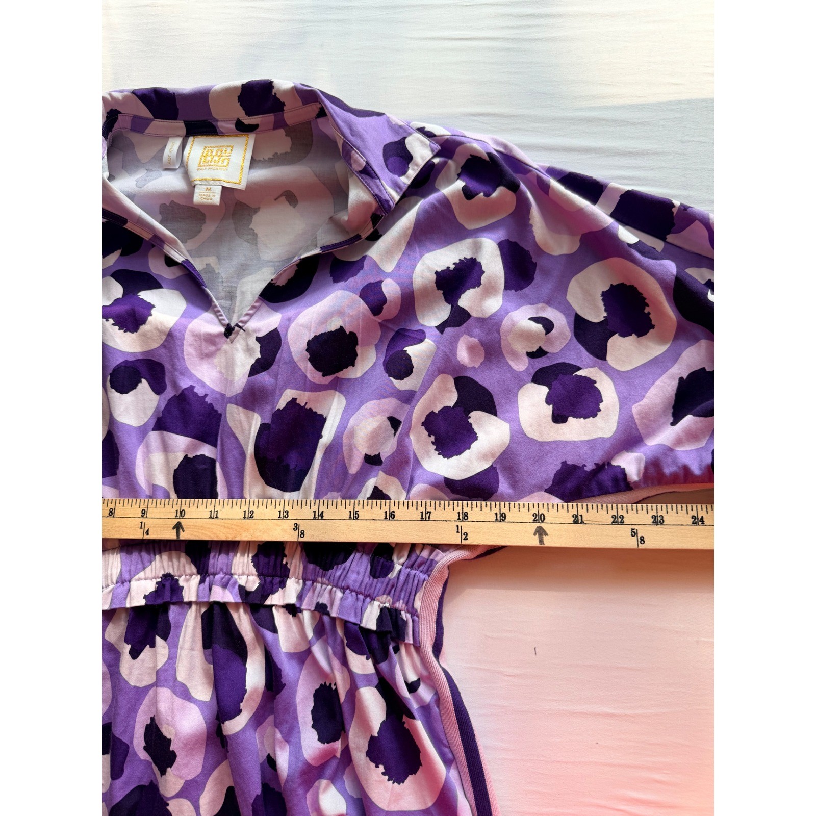 EMILY MCCARTHY Purple Leopard Preppy Gameday LSU Mod Dress Smocked Waist MEDIUM