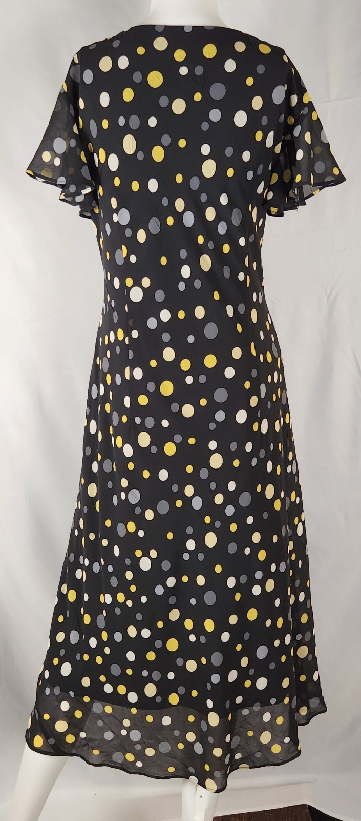 Dressbarn Polka Dot Classic/Retro-Inspired/2000s Flutter Sleeve Midi Dress 14W