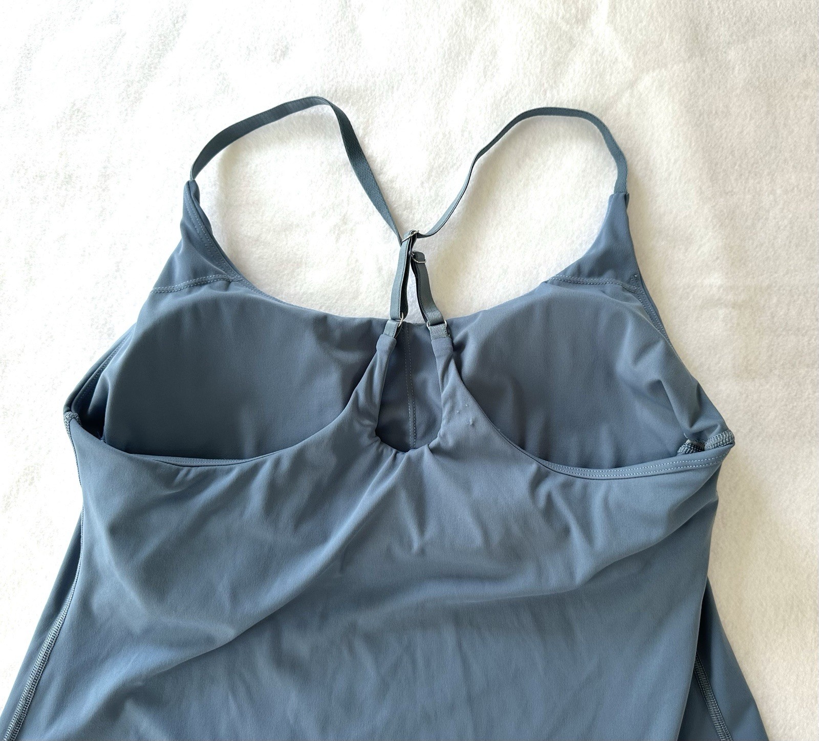 Athletic Tank Dress With Cupped Shelf Bra Yoga Workout Dusty Blue Women’s L