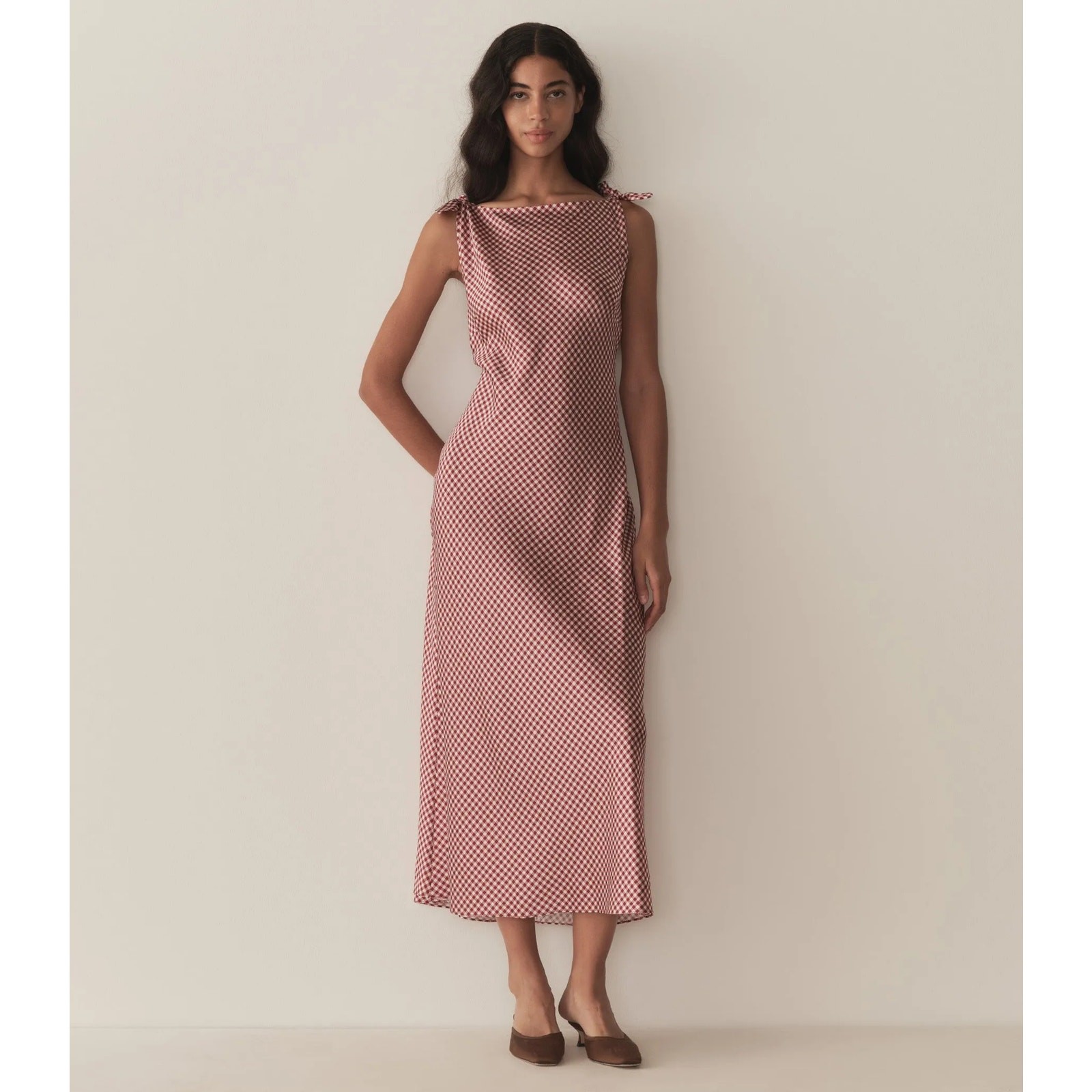 Doen marseille silk dress mulberry valencia gingham