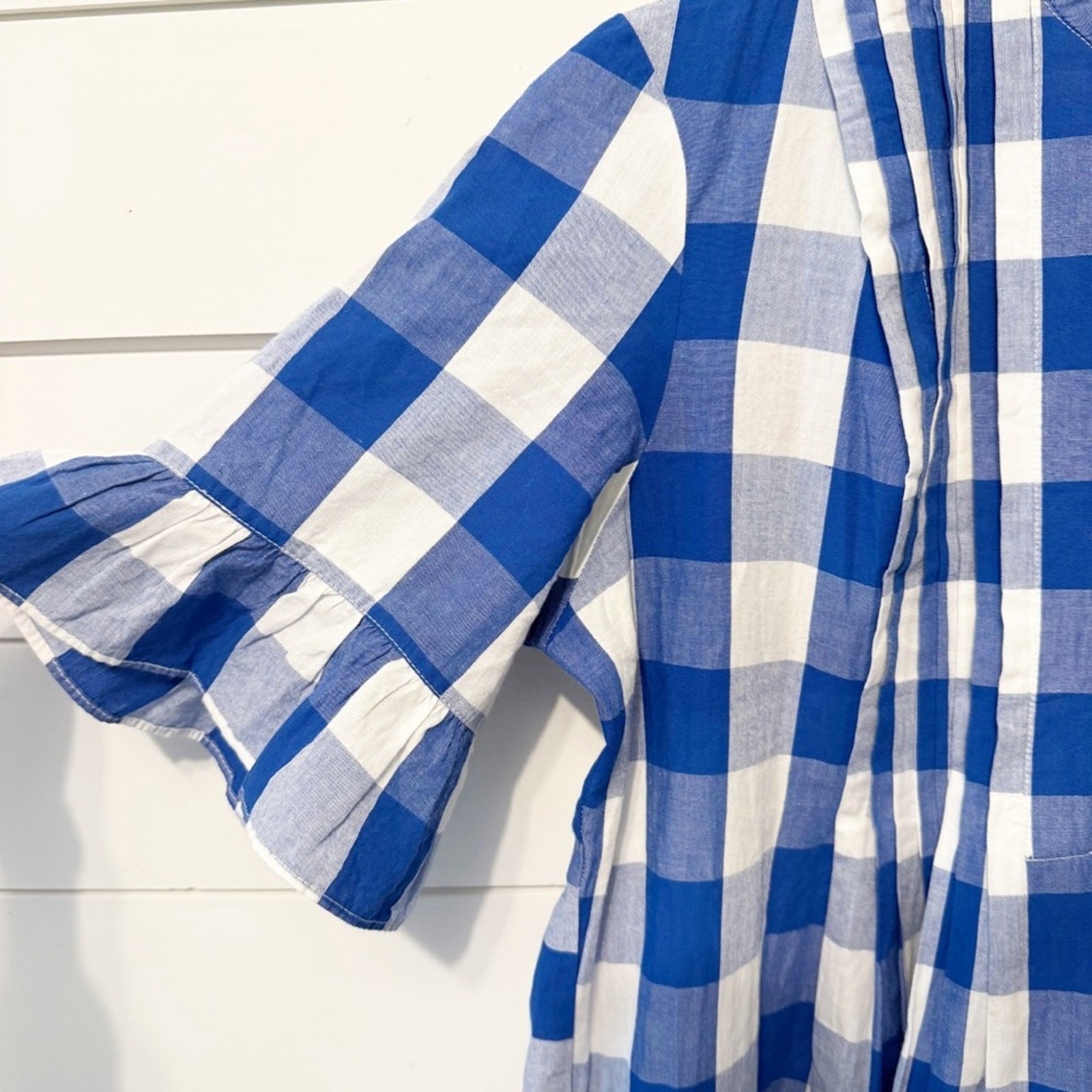NWTs WHIT TWO ~ Anthropologie | Gingham Tiered Blue/White Midi Dress Size Small