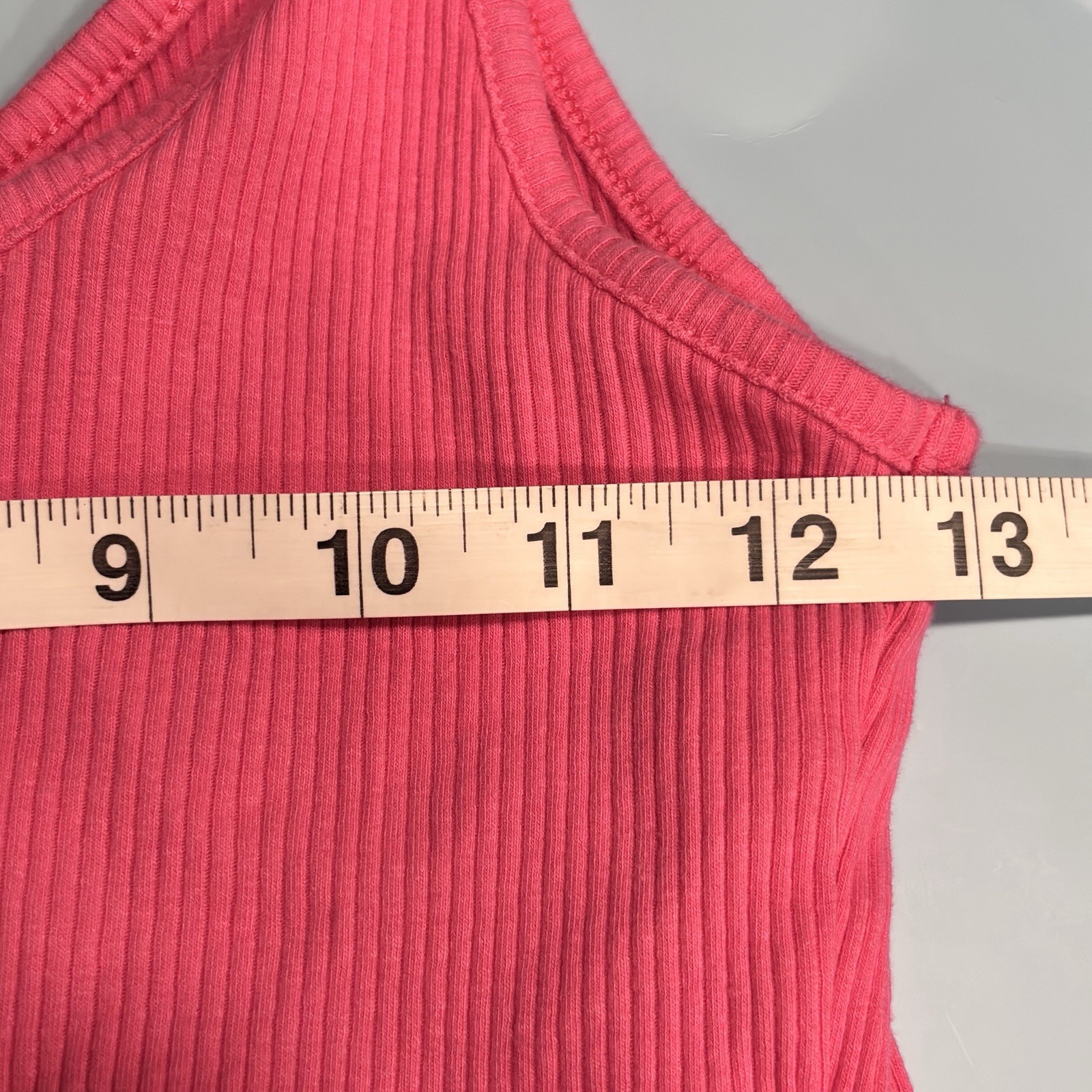 Ambiance Apparel Hot Pink Ribbed Tank Dress Mini Bodycon Scoop Neck Stretch Sz M