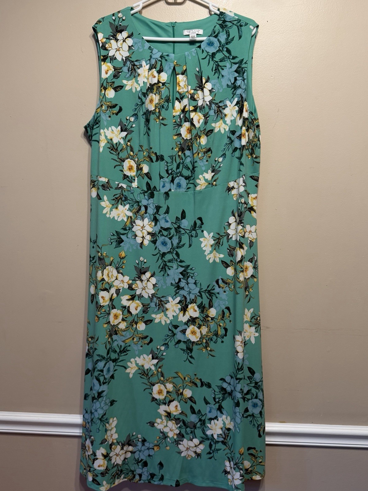 London Style Collection Size 18 Plus Midi Dress Women’s Green Blue Floral Print