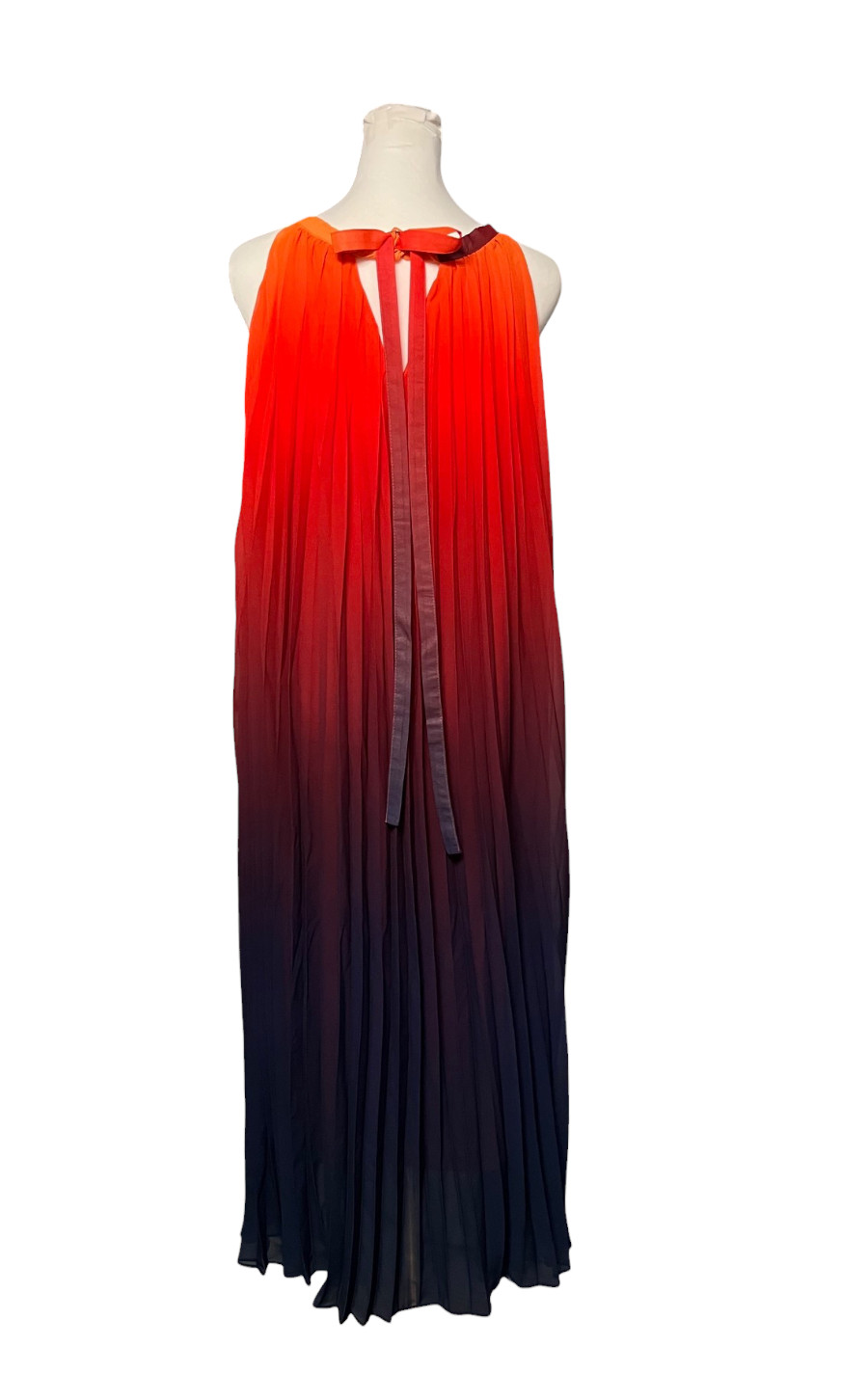 ChicWish Ombre Gradient Sunset Halter Pleated Maxi Dress Size M/L