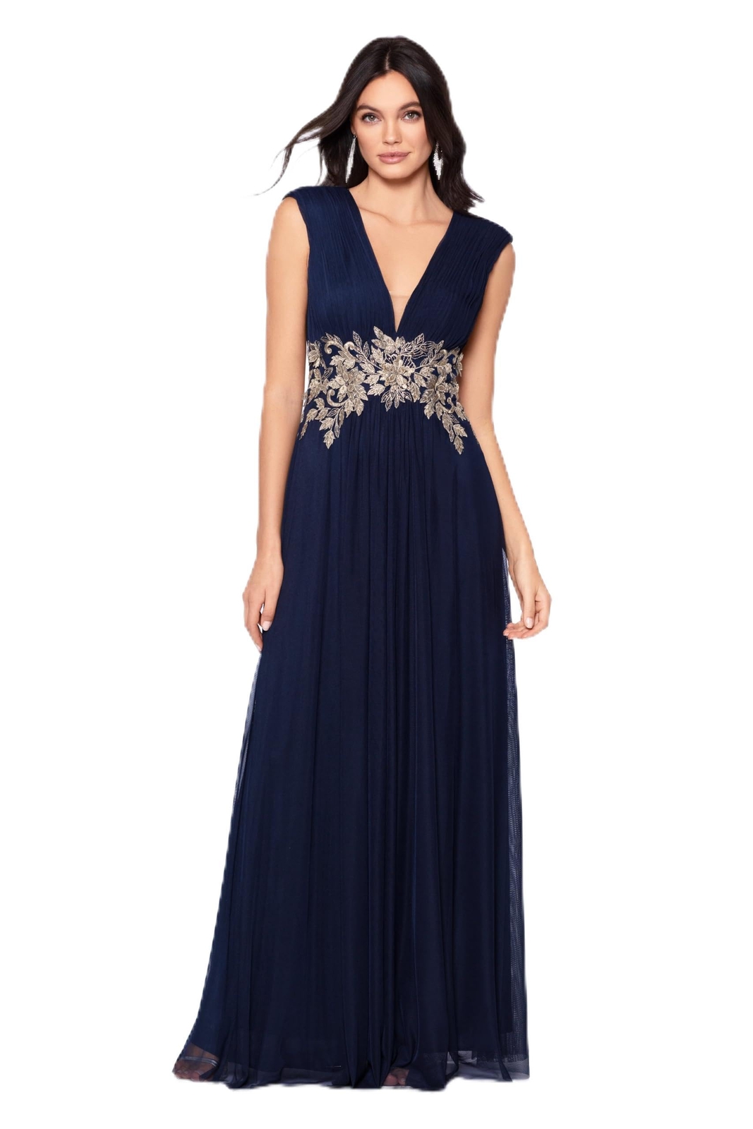 “Casey” Long Chiffon V-Neck Dress