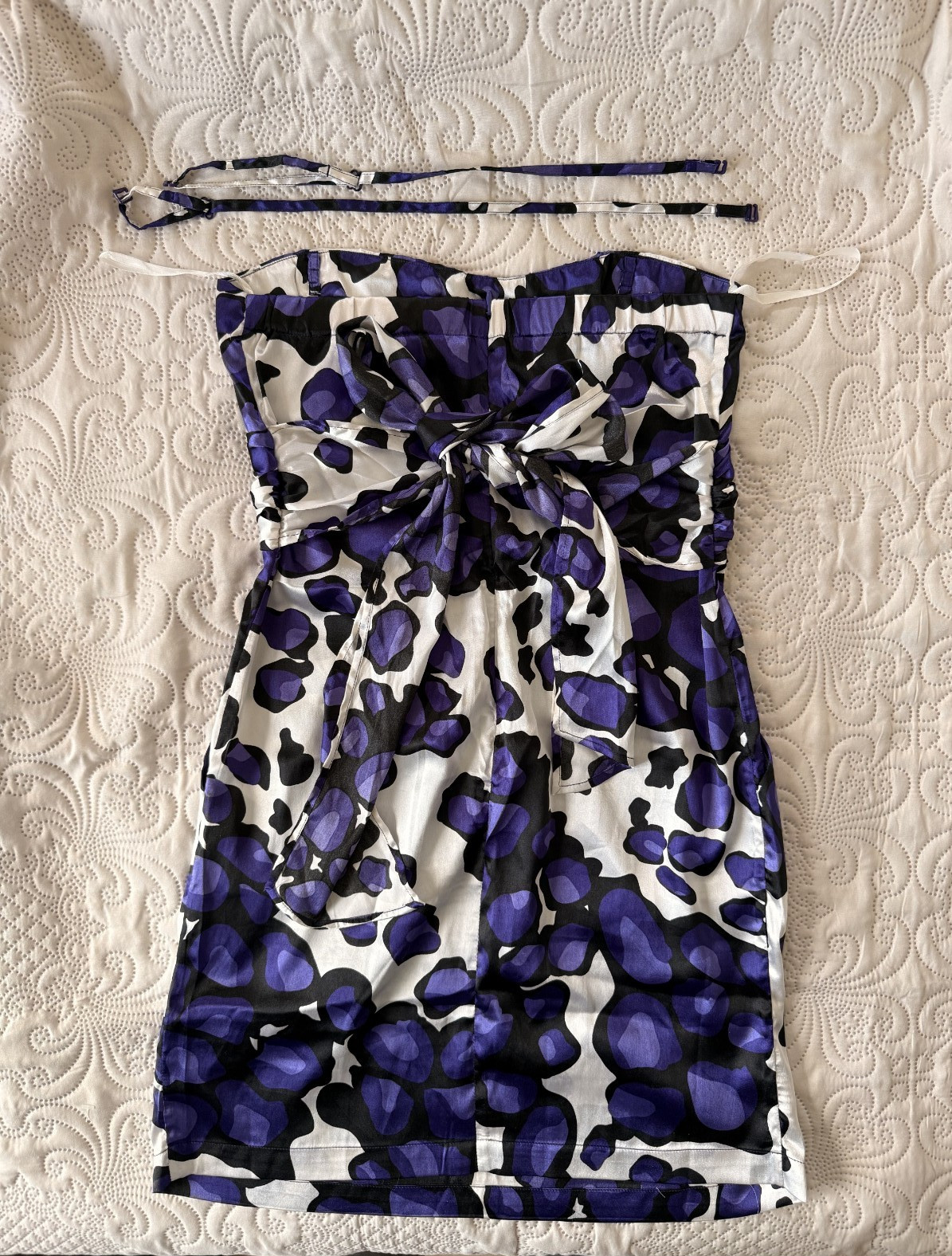 Pepe Jeans Printed White Purple Mini Dress 8 / M