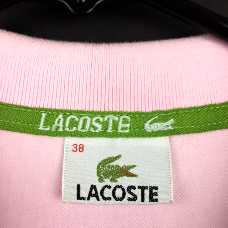 Lacoste Womens Sz 38 (32in Bust) Pink Striped Cotton Barbiecore Piqué Polo Dress