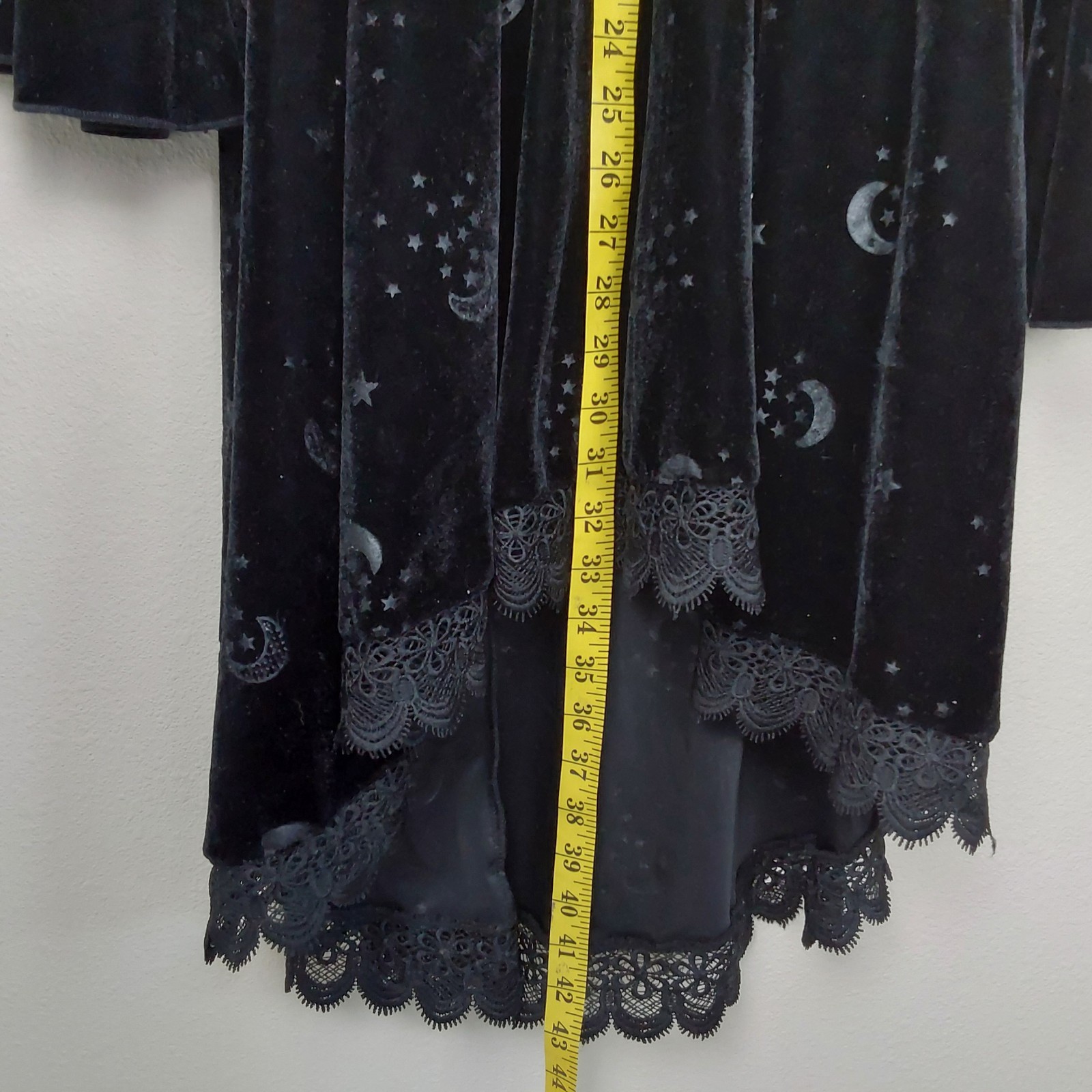 Spirit Halloween Black Velvet Celestial Witch Dress Hooded Whimsigoth Costume M