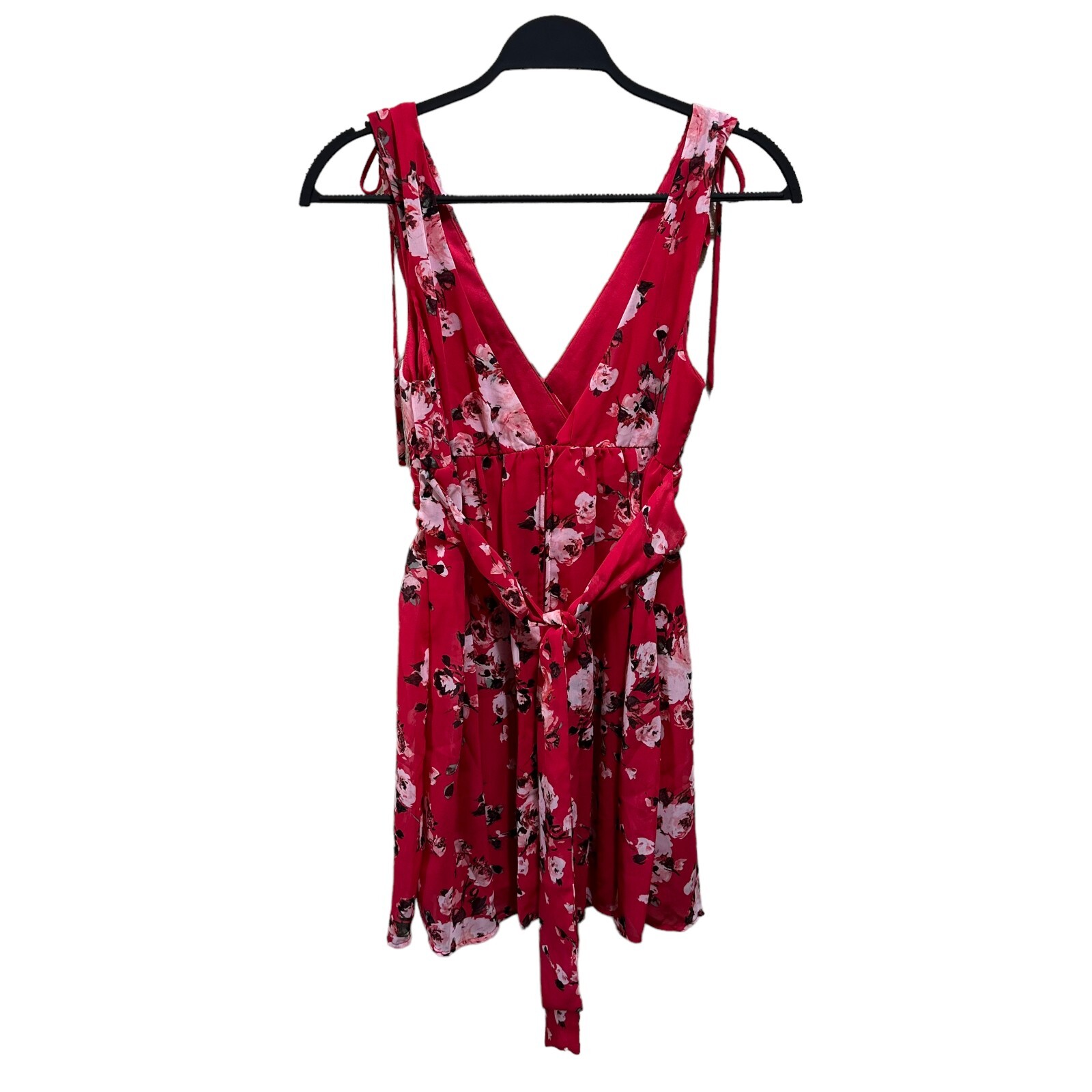 Speechless Womens Size M Juniors Red Floral Print Surplice Flare Mini Dress NWT