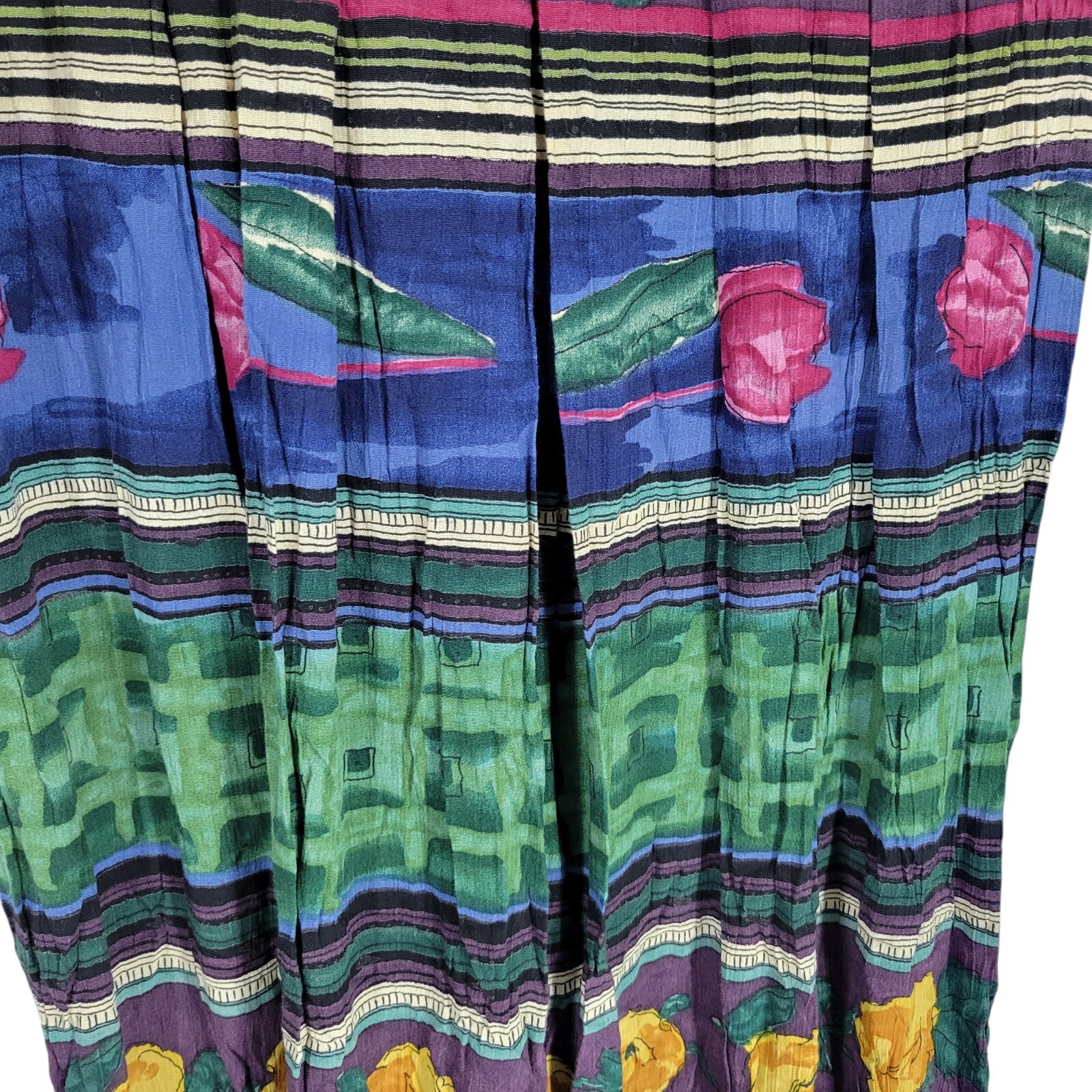 VTG Karin Stevens Multicolor Floral Midi Dress 12 Boho artsy dark cottagecore