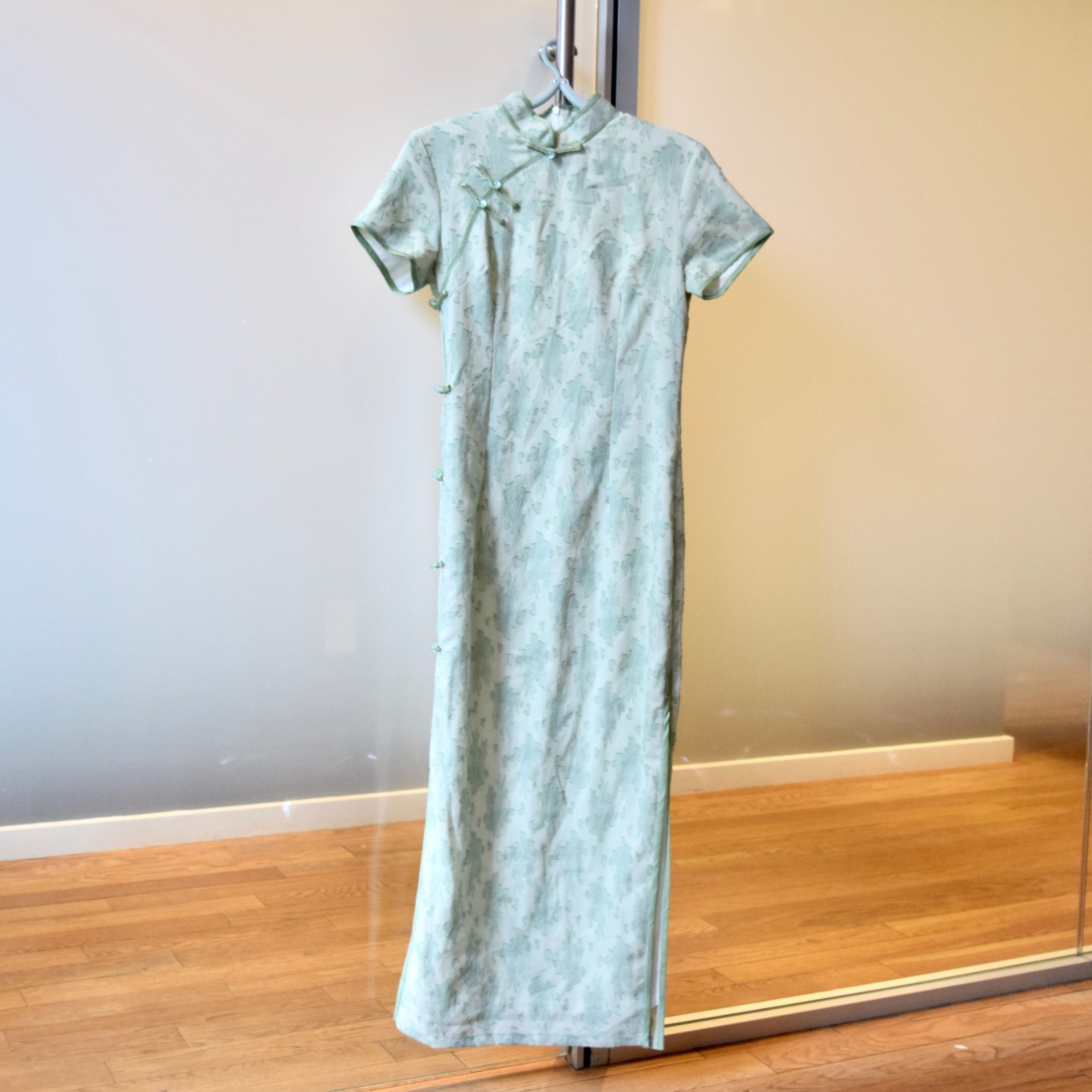 Green Burnout Flora Chiffon Long Qipao – Chinese Dress Cheongsam