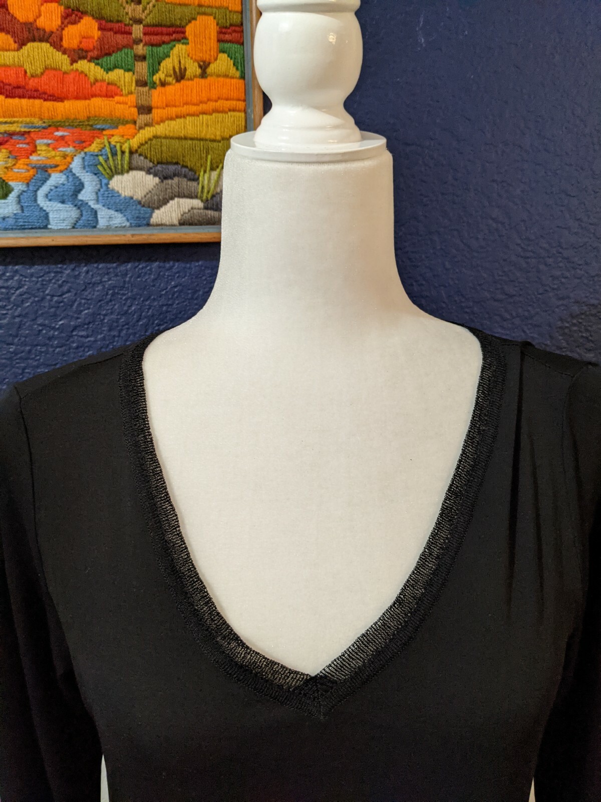 Eileen Fisher Black 100% Silk Lightweight Sheer Dress Sz XS Extra Small