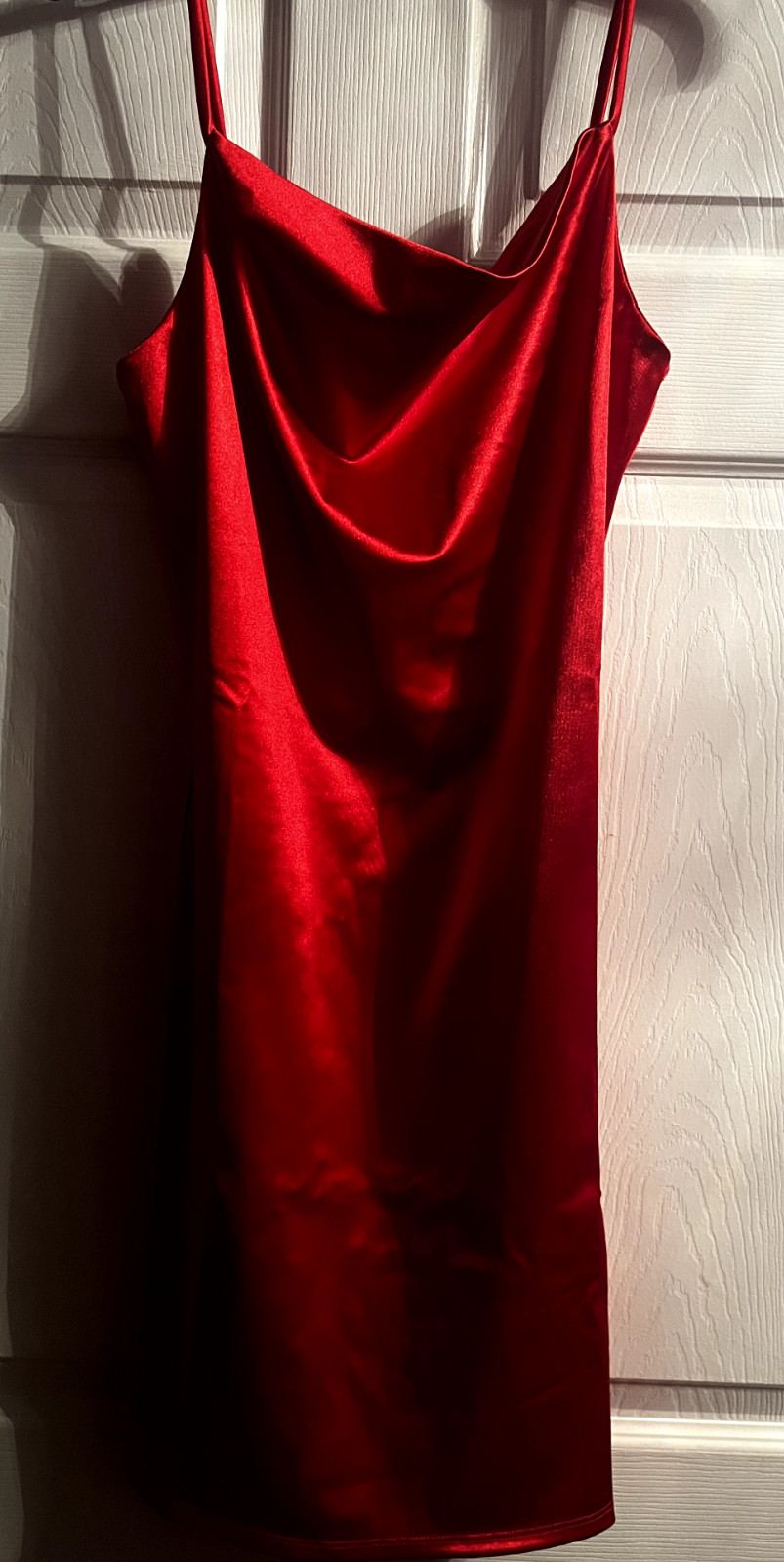 LoveJ Red Spandex Cowl Neck Cami Mini Dress