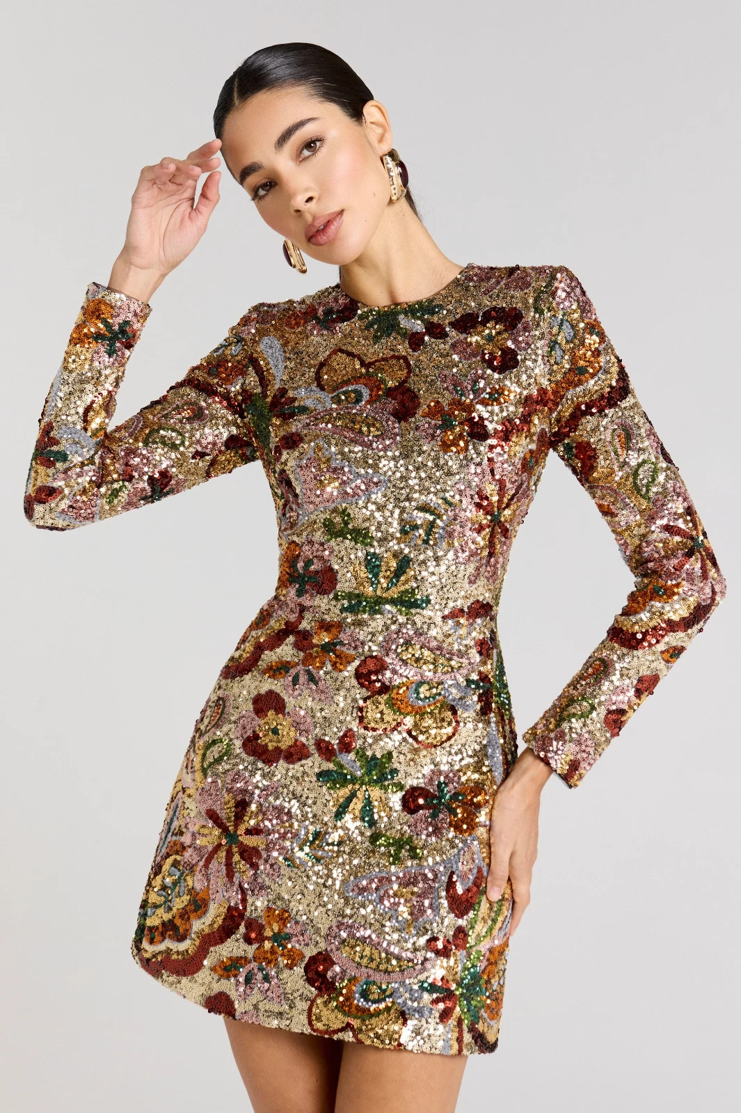 NEW, Nadine Merabi Camile Embellished Sheath Cocktail Dress in Gold 12 #MD0197