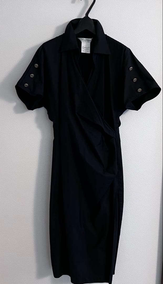 Max Mara White Tag Dolman Dress Black A-line No Stretch Used
