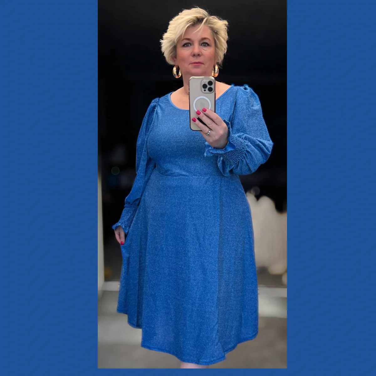 WOMENS LADIES BLUE SPARKLY PARTY DRESS PLUS SIZE SKATER DRESS EVENING