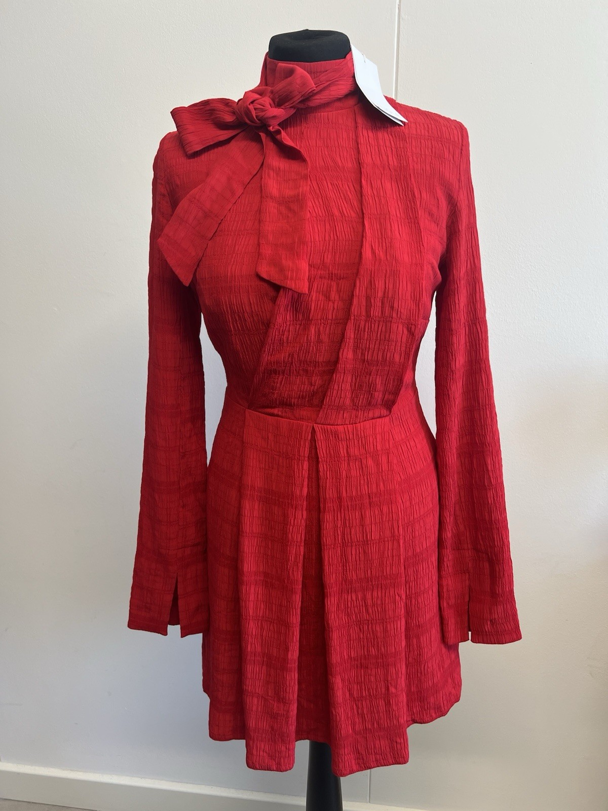 ALIGNE Mini Dress Scarlett Red Gilbert Pussybow UK 8 EU 36 Valentines Date Night