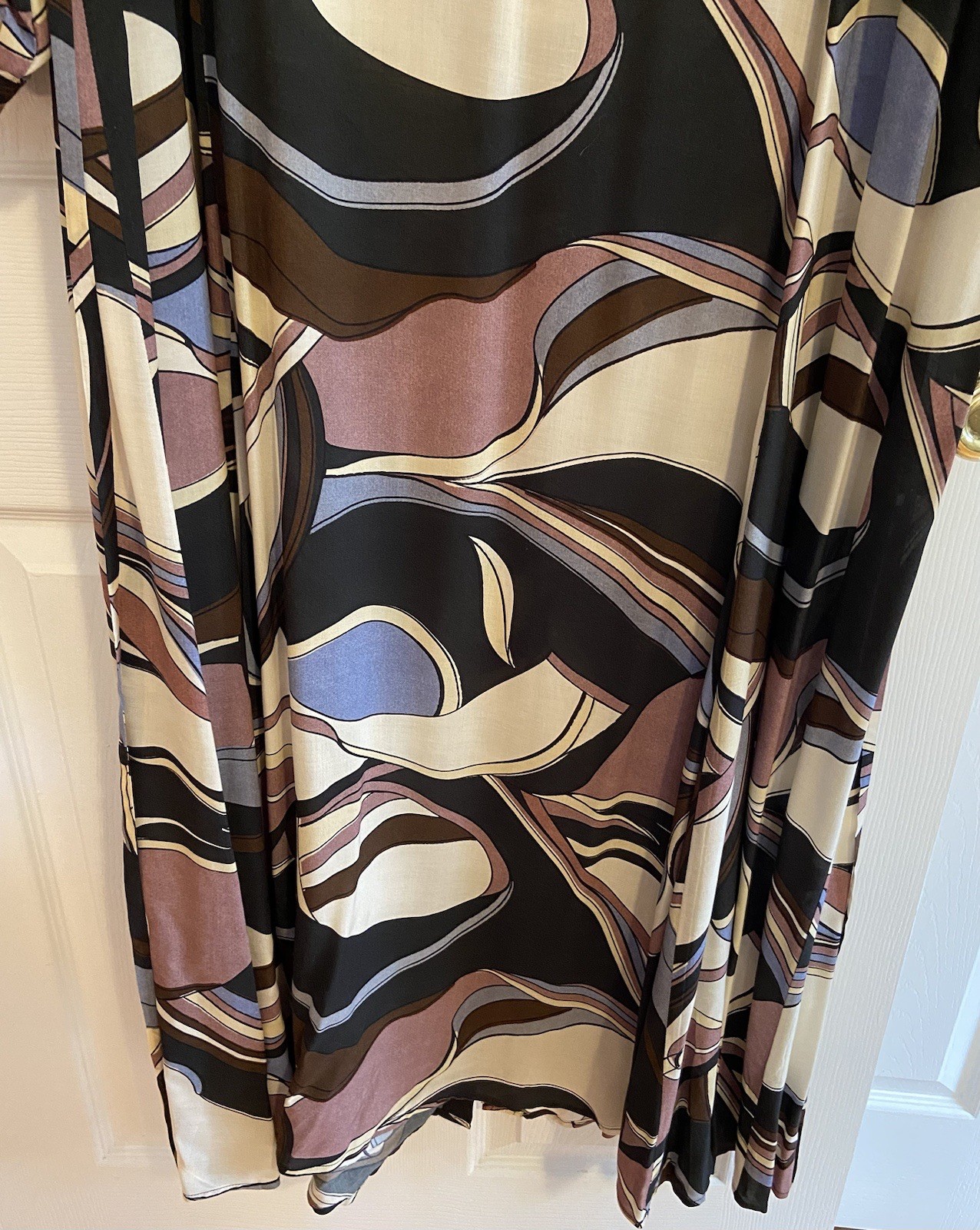 EUC 22W (6XL) Rixo Madison Maxi Shirtdress in Mauve/Blue/Brown Swirl Pattern