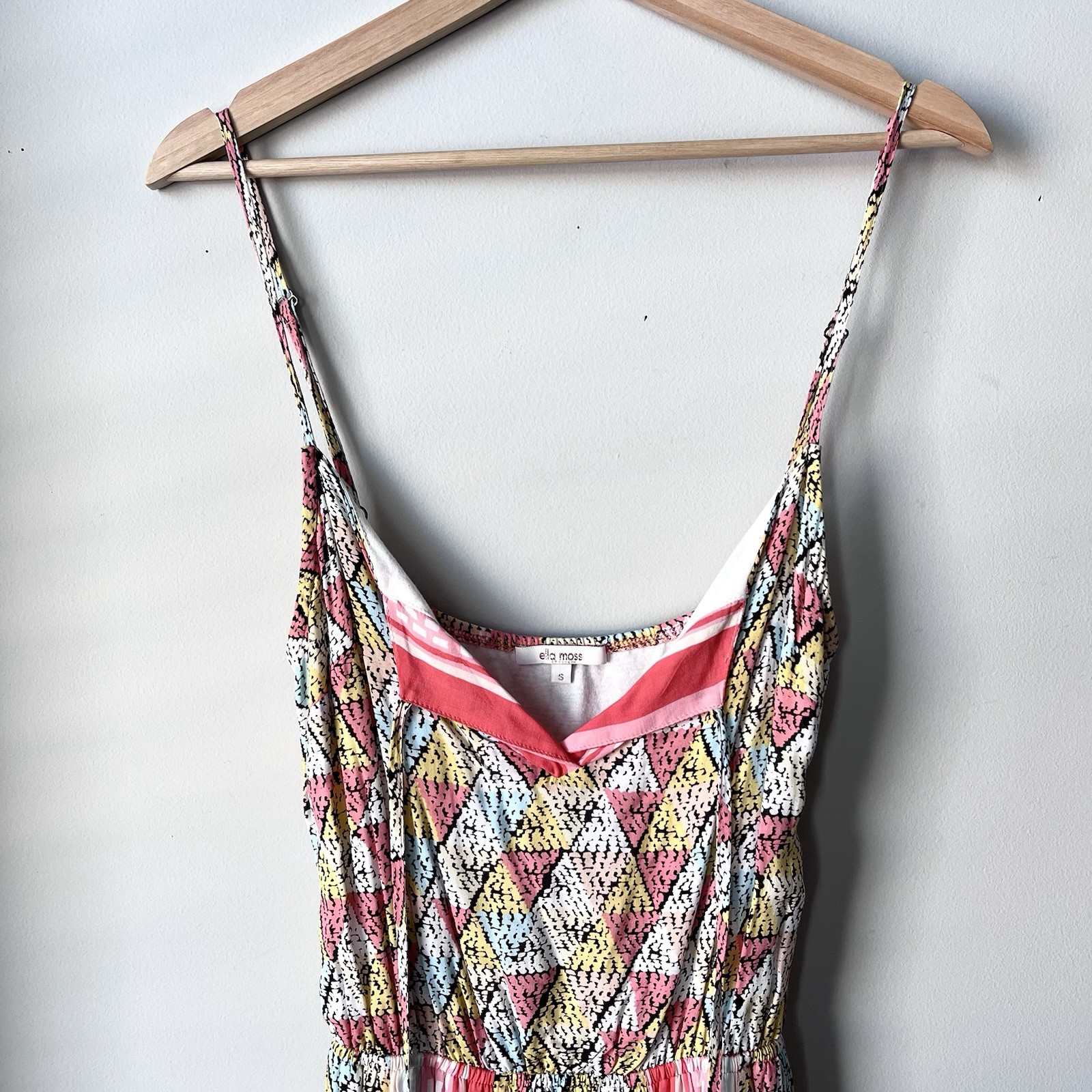 Ella Moss Colorblock Geometric Mosaic Print Cami Maxi Dress Boho Summer Sundress