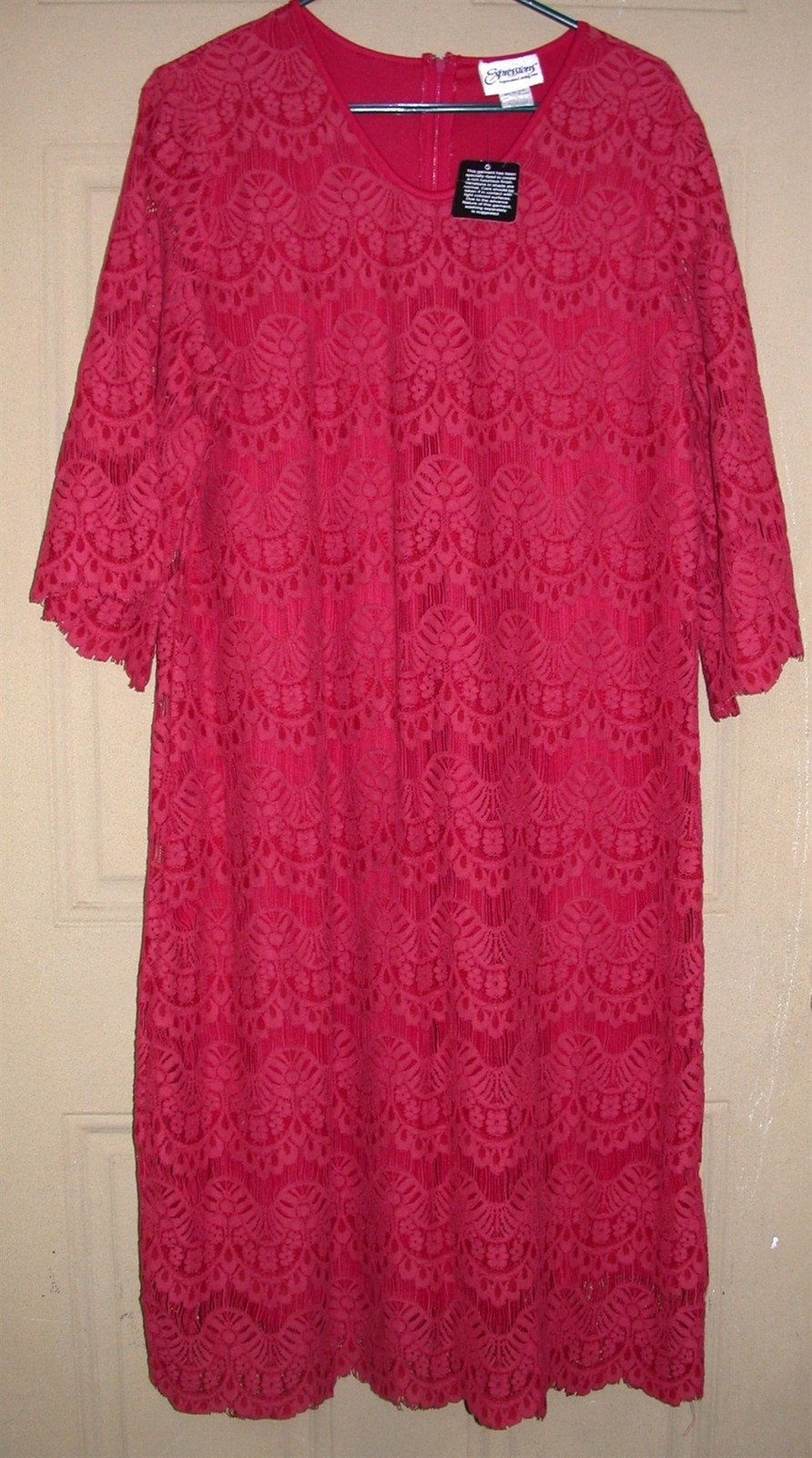 Expressions V-Neck Lace Dress ~ Crimson ~ Size XL **NEW**