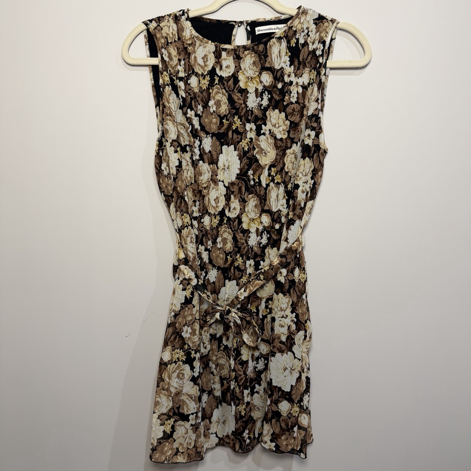 Abercrombie & Fitch Womens XS Floral Pleated Dress Sleeveless Tie Waist