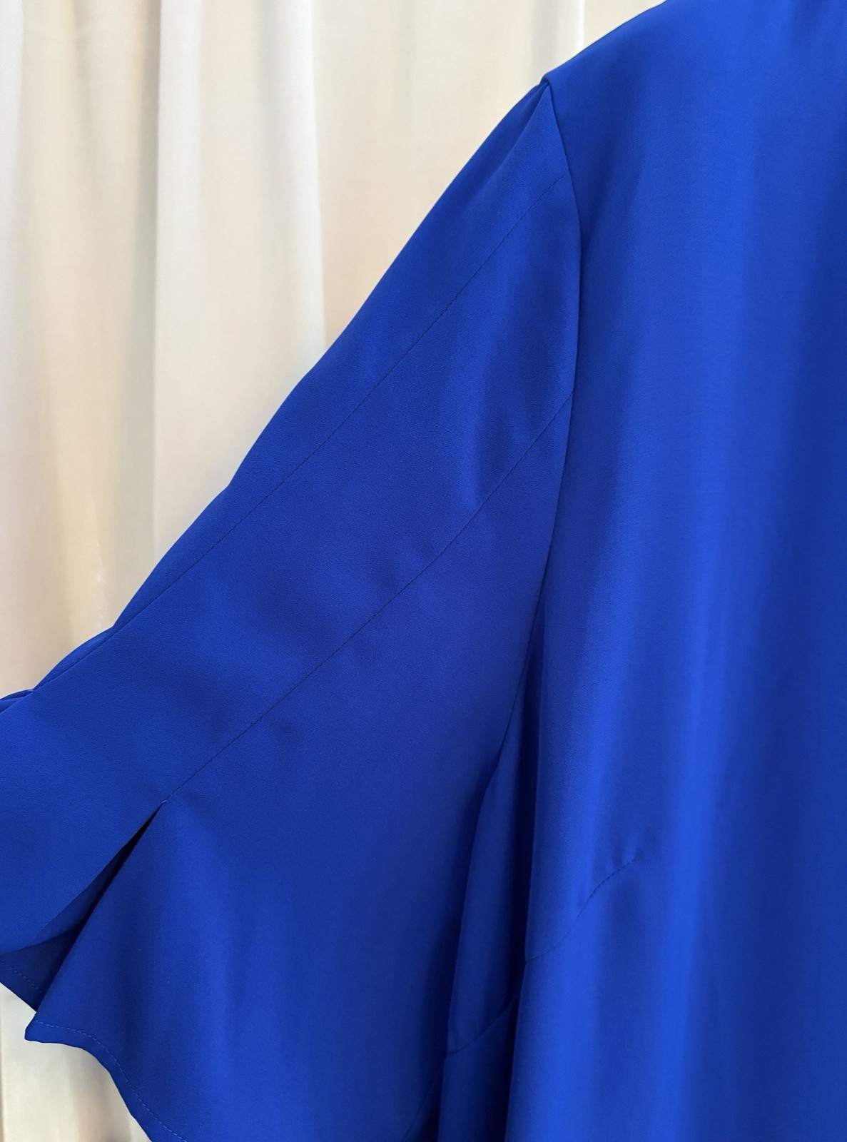 Ming Wang 2X Royal Blue Shift Dress Bell Sleeve Split Cuff 100% Polyester