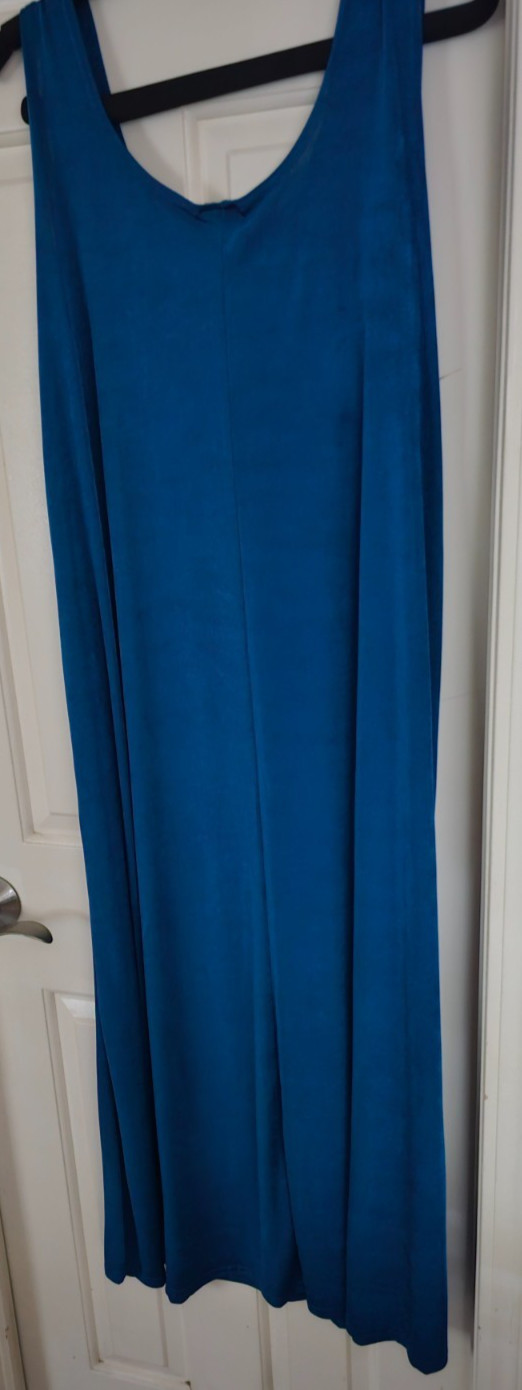 Jostar Travelers Turquoise Sleeveless Maxi Dress Stretch Knit SZ XL Classic