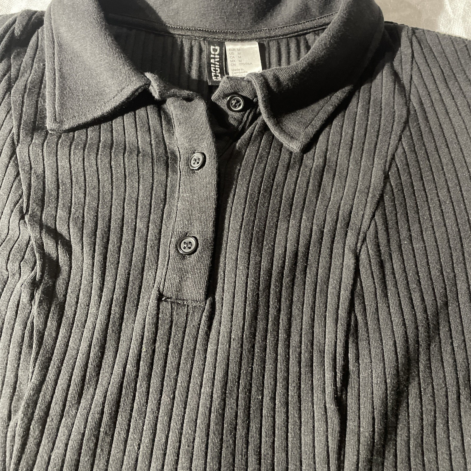 H&M Divided Dress Womens Small Black Ribbed Mini Polo Preppy Whimsigoth 90s Punk