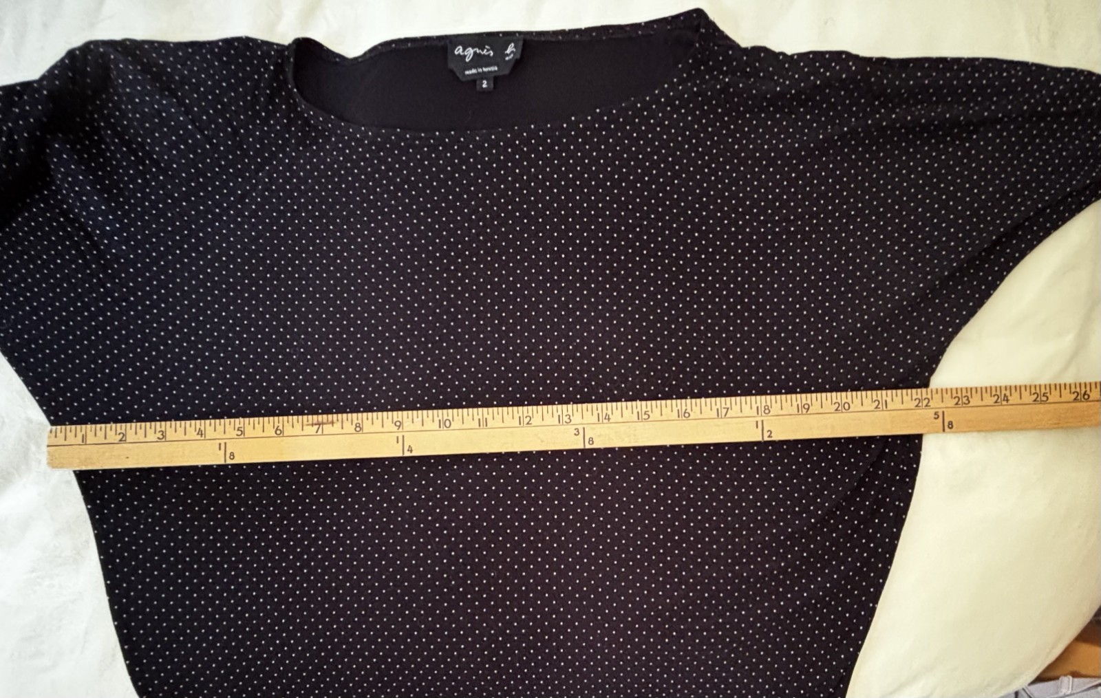 Agnes b. Paris Black Polka Dot Stretch Knit Batwing Sleeve Dress – French Sz. 2