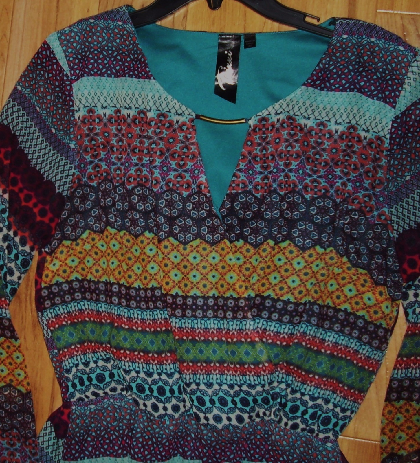 Trixxi Ladies LS, Fully-Lined, Scoop-Neck Dress, Sz Med, Multi-color, Polyester