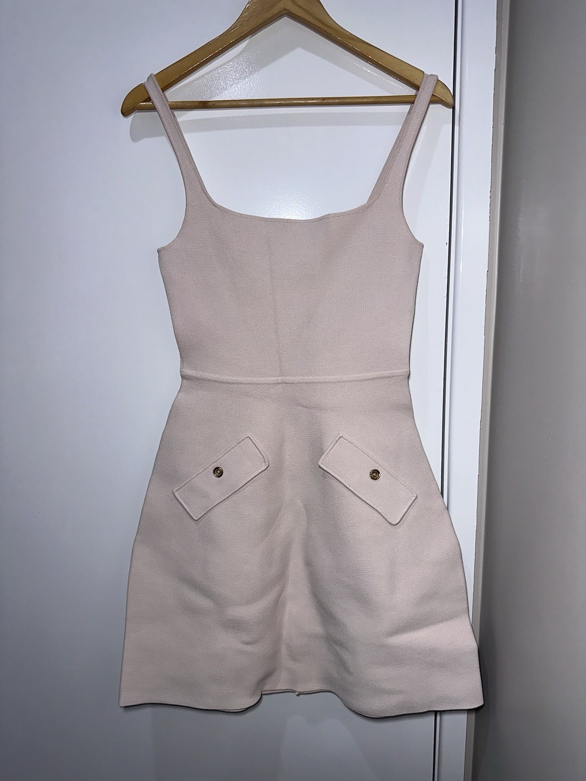 Scanlan Theodore Crepe Knit Square Pocket Dress Size Small – No belt
