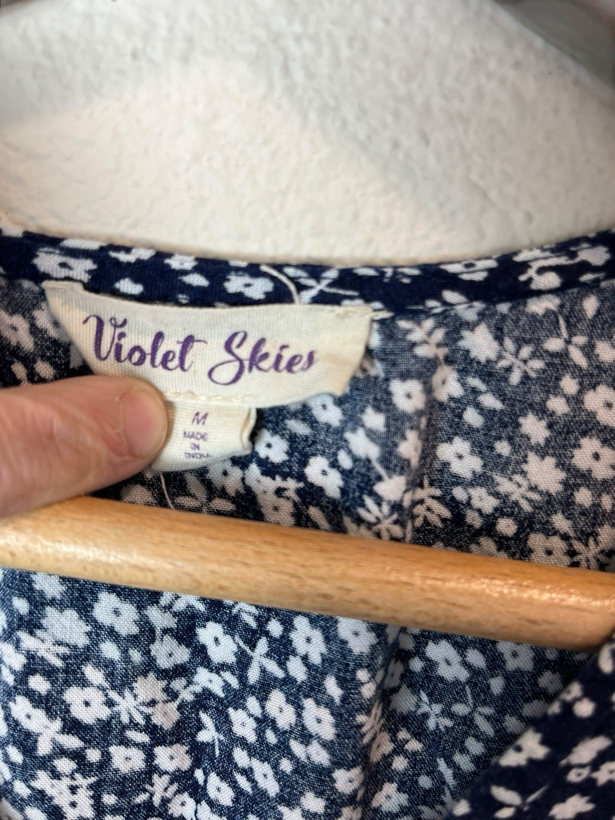 Violet Skies Maxi Dress Size Medium Navy Floral Ruffle Short Sleeve
