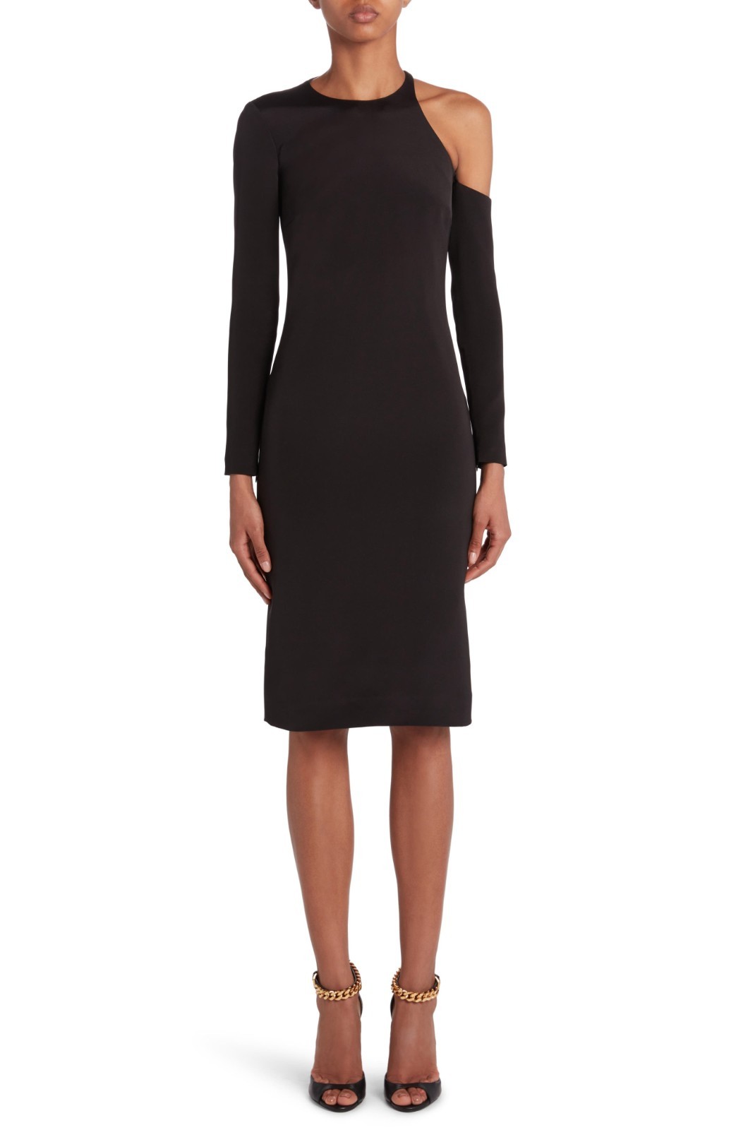 Tom Ford Women’s Single Cold Shoulder Long Sleeve Cady Silk Dress Size 34 / US 0