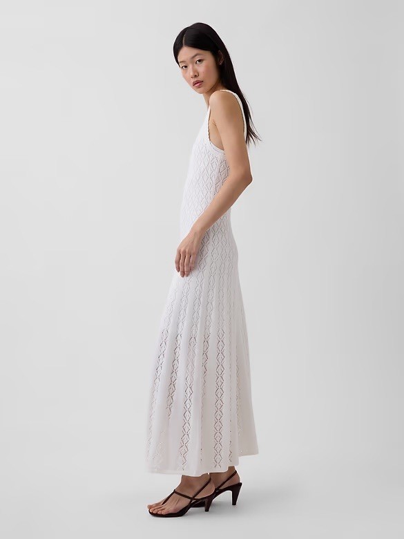 NWT GAP Pointelle Maxi Dress White Cotton XS