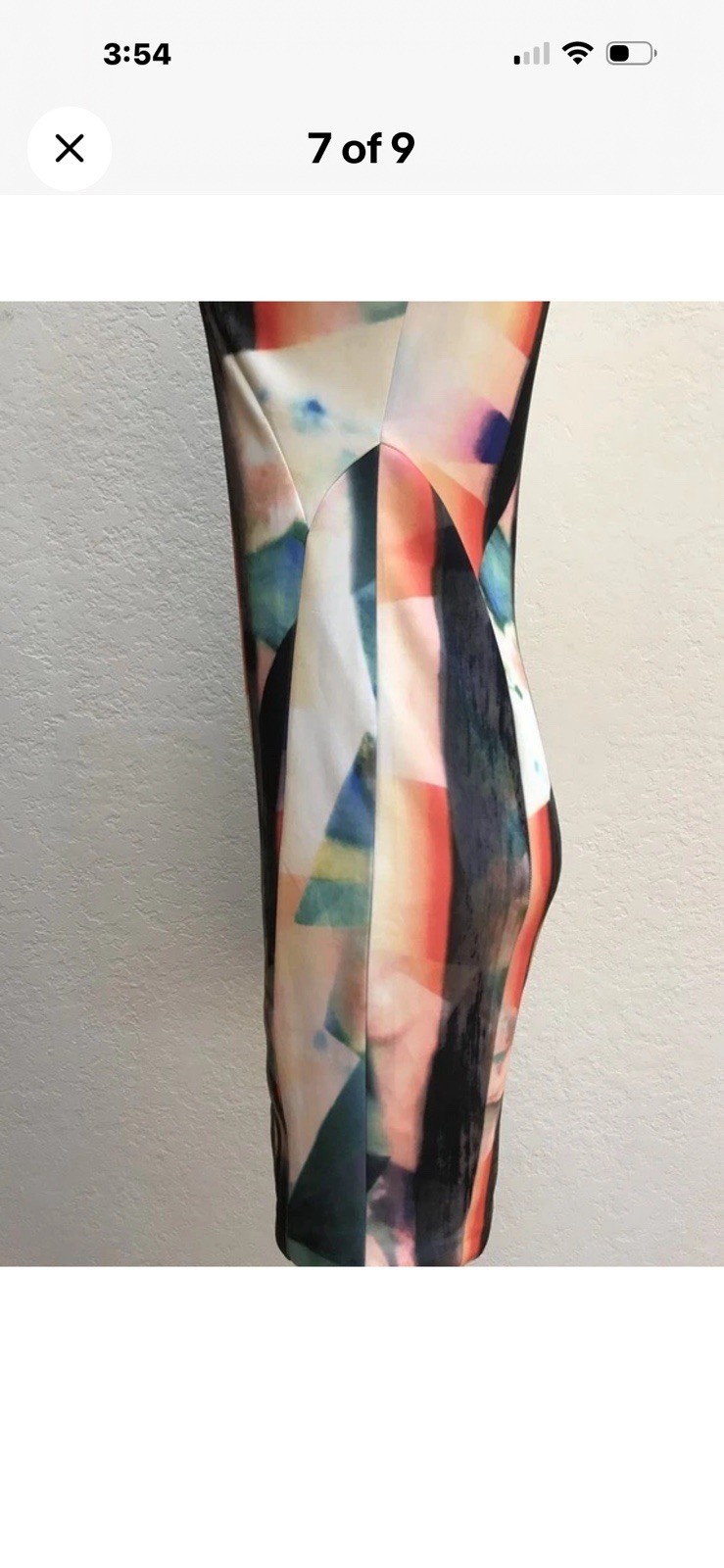 New Carmen Marc Valvo Multicolor Abstract Sheath Scuba Dress S